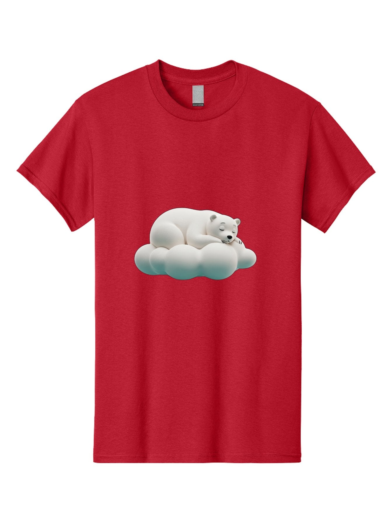 Sleeping-Polar-Bear-4 Men'S Graphic Tee, 100% Cotton, Comfortable Casual Summer Wear, Machine Washable, Polar Bear Sleeping On Cloud, Cute Animal, Serene Atmosphere, Peaceful Slumber, Adorable, White Polar Bear, Cartoon Style, 3D Rendering Bae745 3
