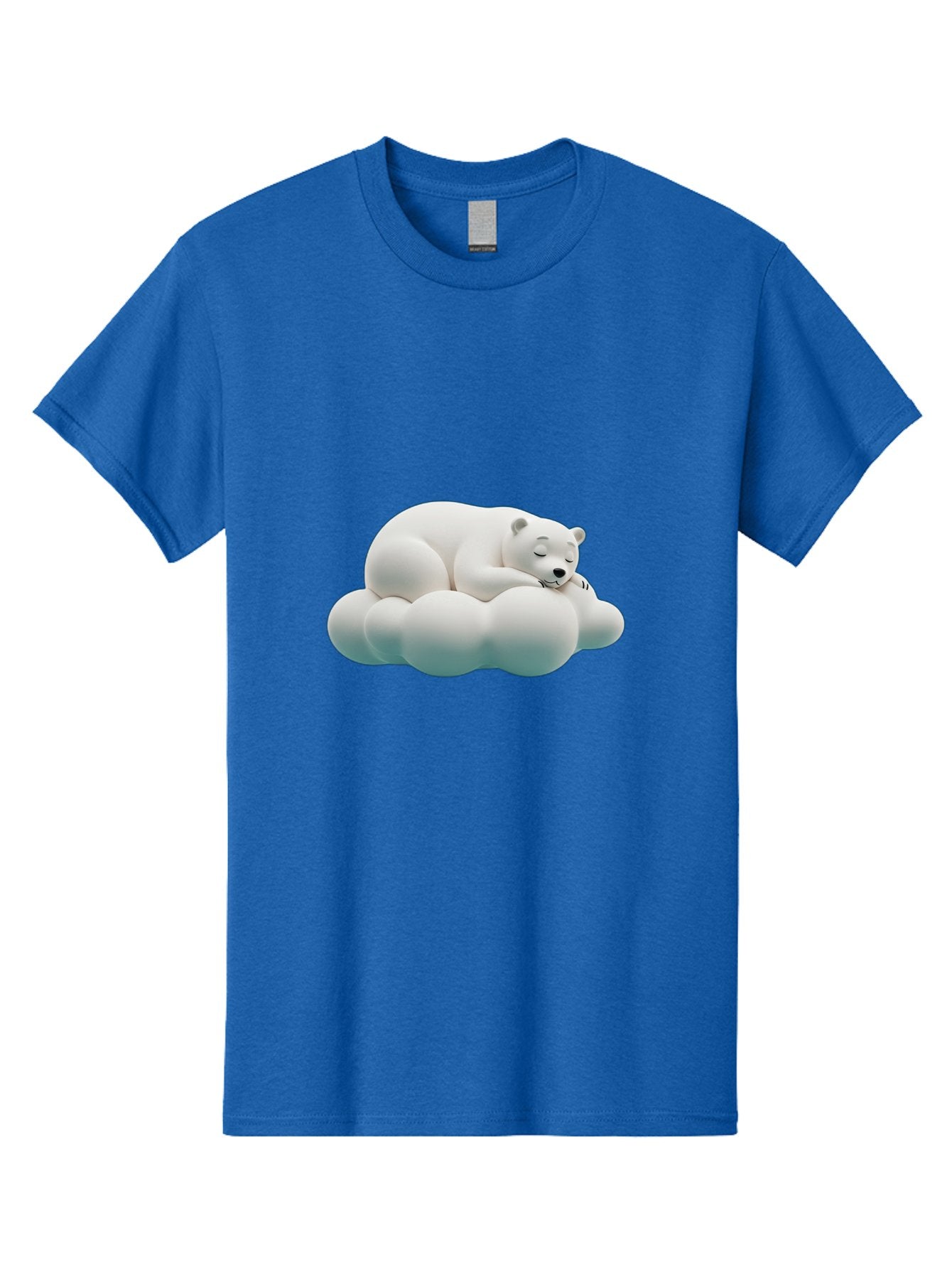 Sleeping-Polar-Bear-4 Men'S Graphic Tee, 100% Cotton, Comfortable Casual Summer Wear, Machine Washable, Polar Bear Sleeping On Cloud, Cute Animal, Serene Atmosphere, Peaceful Slumber, Adorable, White Polar Bear, Cartoon Style, 3D Rendering Bae745 5
