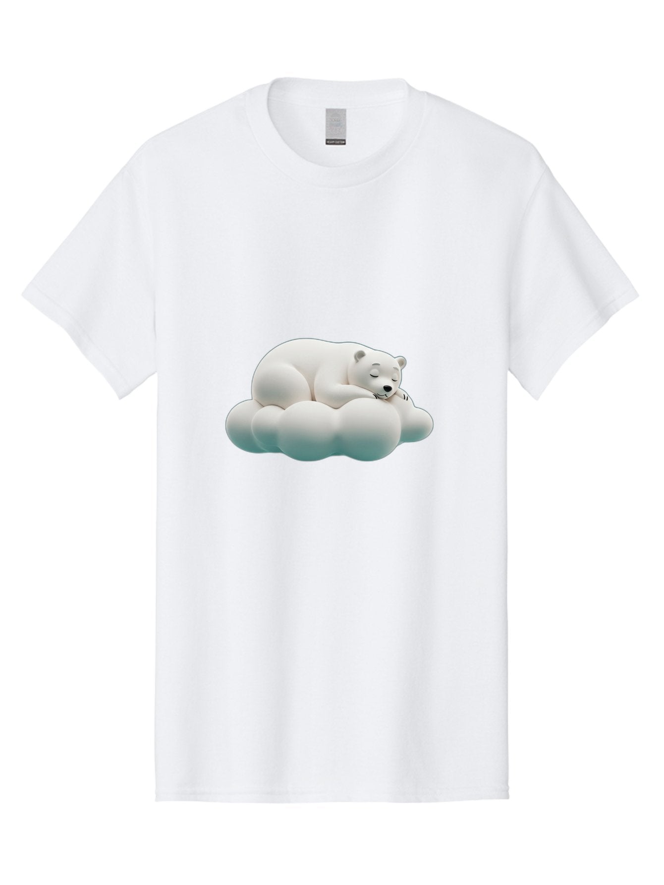 Sleeping-Polar-Bear-4 Men'S Graphic Tee, 100% Cotton, Comfortable Casual Summer Wear, Machine Washable, Polar Bear Sleeping On Cloud, Cute Animal, Serene Atmosphere, Peaceful Slumber, Adorable, White Polar Bear, Cartoon Style, 3D Rendering Bae745 13