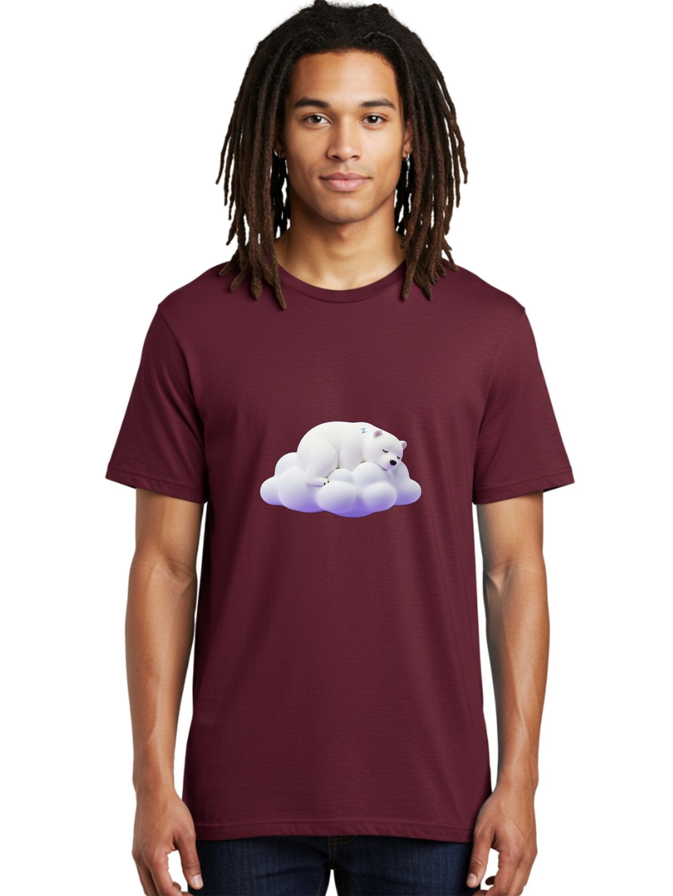 Sleeping-Polar-Bear-5 Men'S Graphic Tee, 100% Cotton, Comfortable Casual Summer Wear, Machine Washable, Sleeping Polar Bear, Cute Cartoon Character, Relaxing On Cloud, Peaceful Slumber, Serene Atmosphere, Adorable Illustration, Zzz, Bae746 28