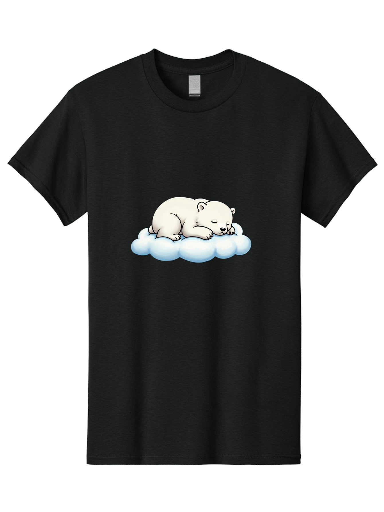 Sleeping-Polar-Bear-6 Men'S Graphic Tee, 100% Cotton, Comfortable Casual Summer Wear, Machine Washable, Sleeping Polar Bear On Cloud, Cute Cartoon Illustration, Adorable Animal, Peaceful Slumber, White Fur, Serene Atmosphere, Dreamy Scene, Bae747 11