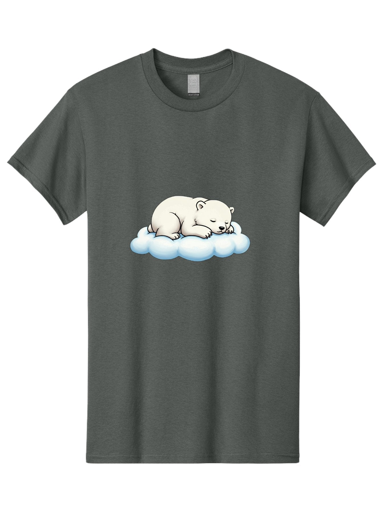 Sleeping-Polar-Bear-6 Men'S Graphic Tee, 100% Cotton, Comfortable Casual Summer Wear, Machine Washable, Sleeping Polar Bear On Cloud, Cute Cartoon Illustration, Adorable Animal, Peaceful Slumber, White Fur, Serene Atmosphere, Dreamy Scene, Bae747 10