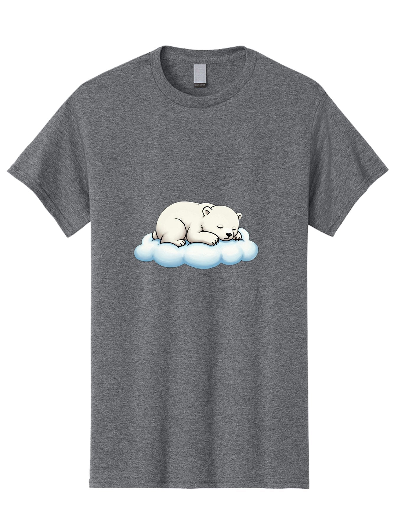 Sleeping-Polar-Bear-6 Men'S Graphic Tee, 100% Cotton, Comfortable Casual Summer Wear, Machine Washable, Sleeping Polar Bear On Cloud, Cute Cartoon Illustration, Adorable Animal, Peaceful Slumber, White Fur, Serene Atmosphere, Dreamy Scene, Bae747 3