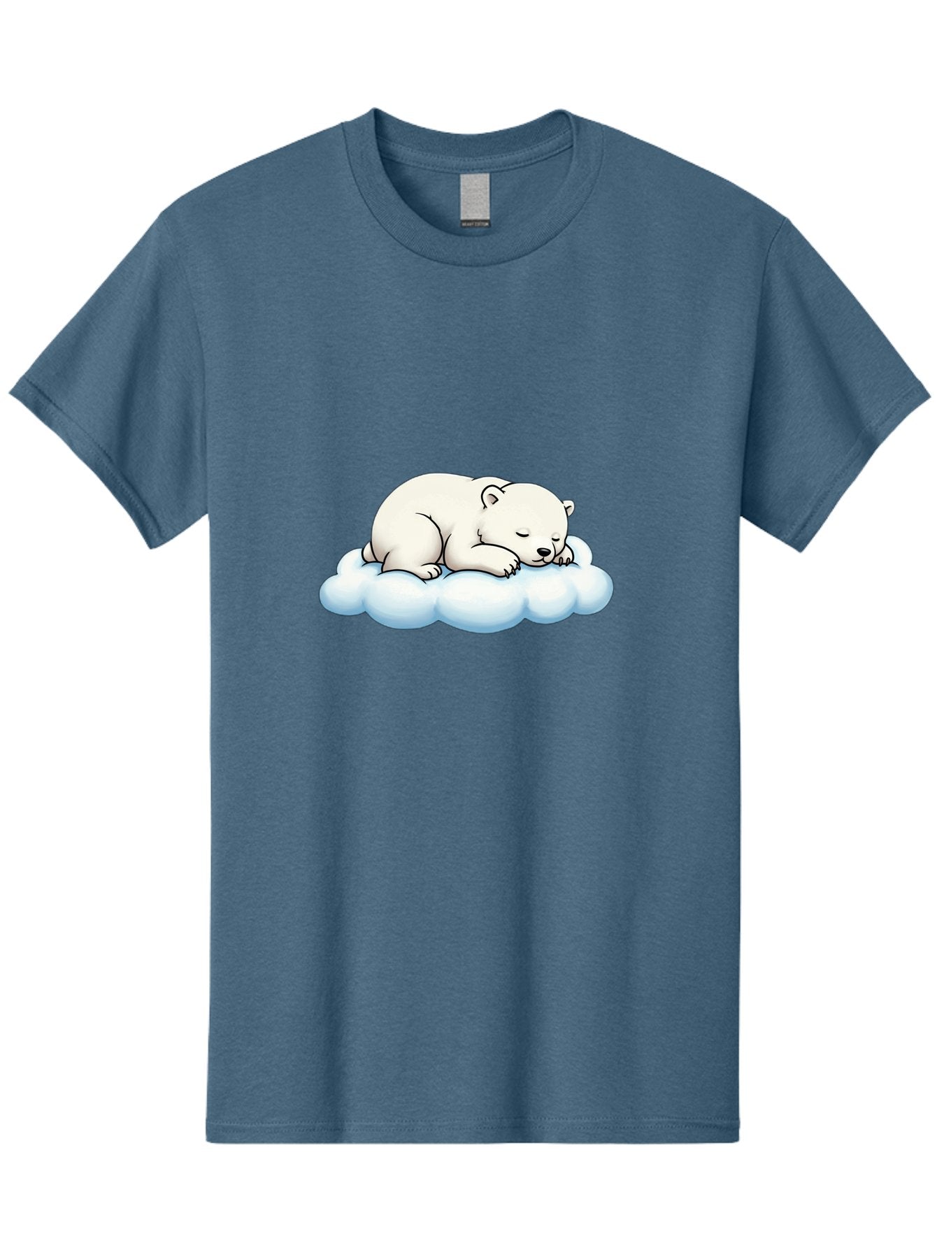 Sleeping-Polar-Bear-6 Men'S Graphic Tee, 100% Cotton, Comfortable Casual Summer Wear, Machine Washable, Sleeping Polar Bear On Cloud, Cute Cartoon Illustration, Adorable Animal, Peaceful Slumber, White Fur, Serene Atmosphere, Dreamy Scene, Bae747 9