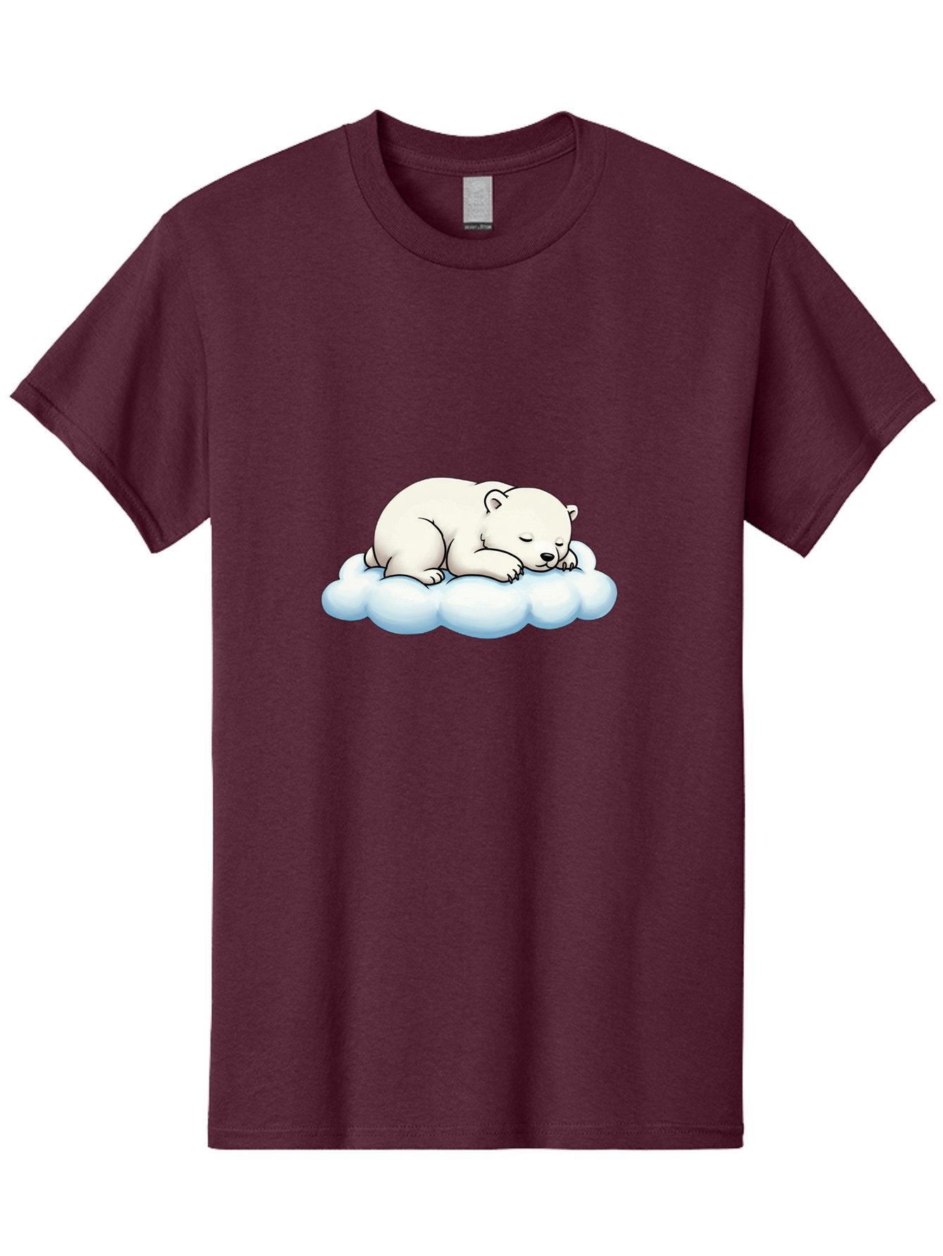 Sleeping-Polar-Bear-6 Men'S Graphic Tee, 100% Cotton, Comfortable Casual Summer Wear, Machine Washable, Sleeping Polar Bear On Cloud, Cute Cartoon Illustration, Adorable Animal, Peaceful Slumber, White Fur, Serene Atmosphere, Dreamy Scene, Bae747 5