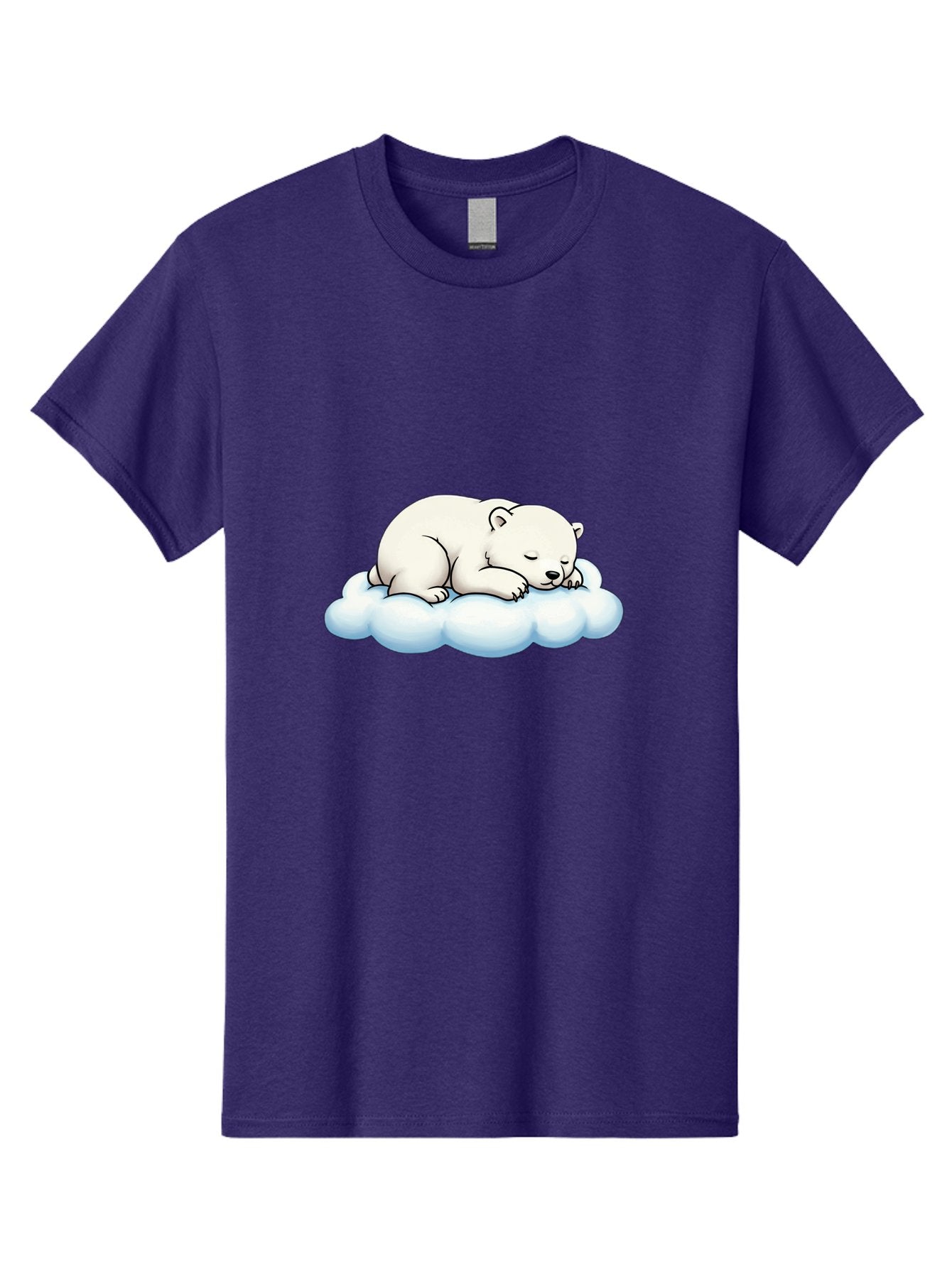 Sleeping-Polar-Bear-6 Men'S Graphic Tee, 100% Cotton, Comfortable Casual Summer Wear, Machine Washable, Sleeping Polar Bear On Cloud, Cute Cartoon Illustration, Adorable Animal, Peaceful Slumber, White Fur, Serene Atmosphere, Dreamy Scene, Bae747 14