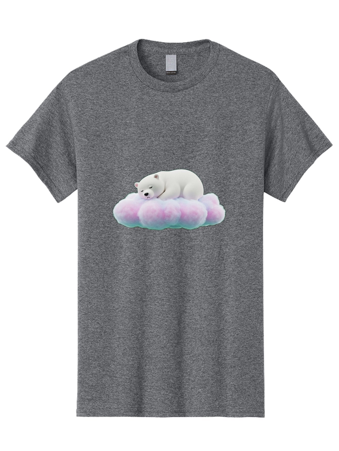 Sleeping-Polar-Bear-8 Men'S Graphic Tee, 100% Cotton, Comfortable Casual Summer Wear, Machine Washable, Sleeping Polar Bear, Fluffy Cloud, Cute Animal, Peaceful Slumber, Adorable Bear, Sweet Dreams, Cartoon Style, Pastel Colors, Bae749