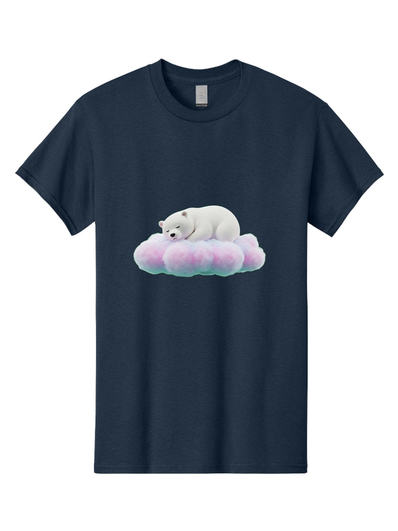 Sleeping-Polar-Bear-8 Men'S Graphic Tee, 100% Cotton, Comfortable Casual Summer Wear, Machine Washable, Sleeping Polar Bear, Fluffy Cloud, Cute Animal, Peaceful Slumber, Adorable Bear, Sweet Dreams, Cartoon Style, Pastel Colors, Bae749 14