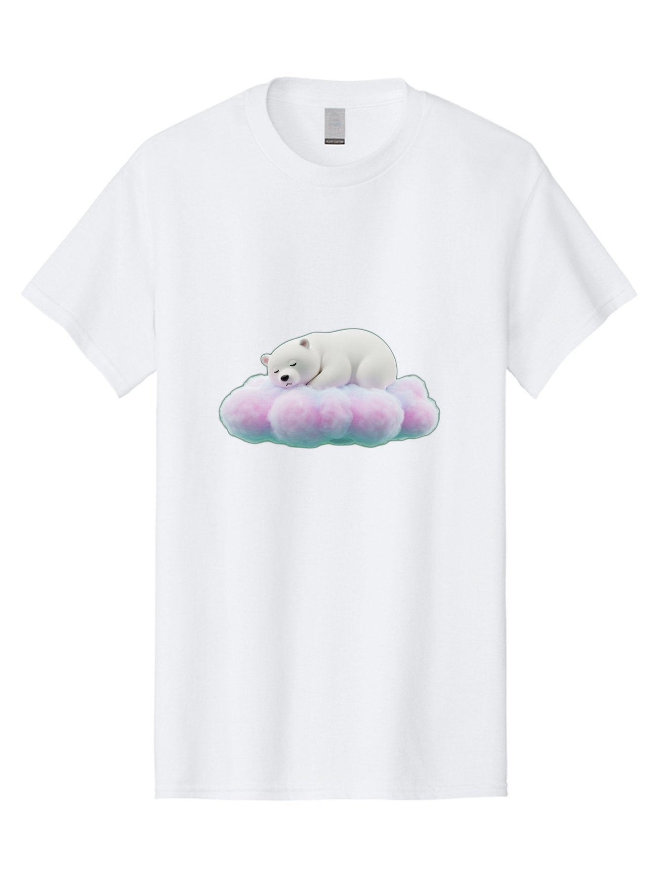 Sleeping-Polar-Bear-8 Men'S Graphic Tee, 100% Cotton, Comfortable Casual Summer Wear, Machine Washable, Sleeping Polar Bear, Fluffy Cloud, Cute Animal, Peaceful Slumber, Adorable Bear, Sweet Dreams, Cartoon Style, Pastel Colors, Bae749 11