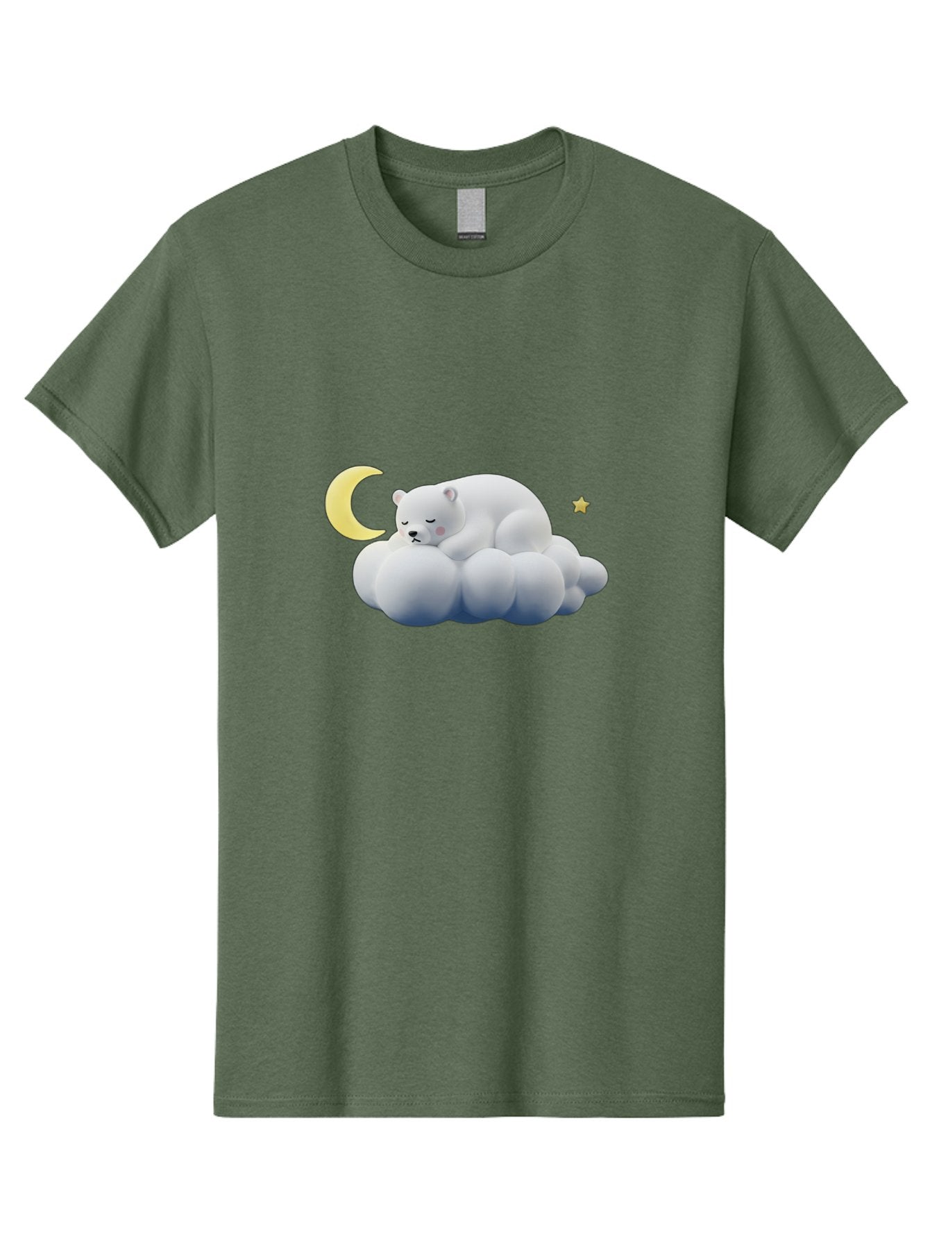Sleeping-Polar-Bear-9 Men'S Graphic Tee, 100% Cotton, Comfortable Casual Summer Wear, Machine Washable, Sleeping Polar Bear, Cloudy Dreams, Moonlight Serenity, Peaceful Slumber, Celestial Ambiance, Tranquil Atmosphere, Dreamy Night Sky Bae750 7