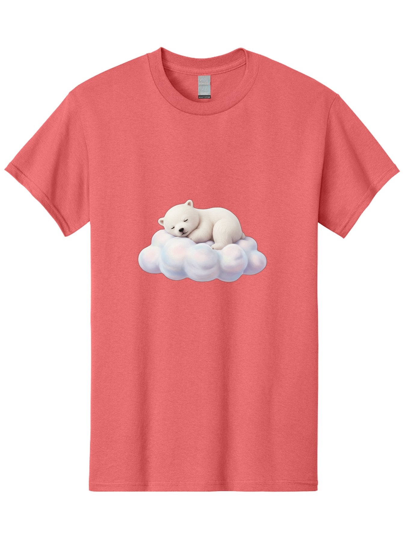 Sleeping-Polar-Bear-On-Cloud Men'S Graphic Tee, 100% Cotton, Comfortable Casual Summer Wear, Machine Washable, Sleeping Polar Bear On A Cloud, Cute Animals, White Bear, Peaceful Atmosphere, Serene Scene, Adorable Creature, Digital Art Bae751 13