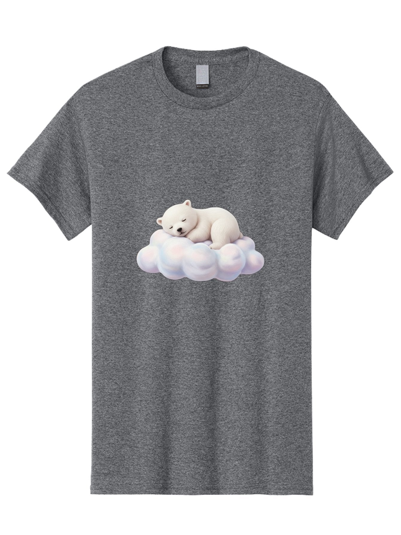Sleeping-Polar-Bear-On-Cloud Men'S Graphic Tee, 100% Cotton, Comfortable Casual Summer Wear, Machine Washable, Sleeping Polar Bear On A Cloud, Cute Animals, White Bear, Peaceful Atmosphere, Serene Scene, Adorable Creature, Digital Art Bae751 14