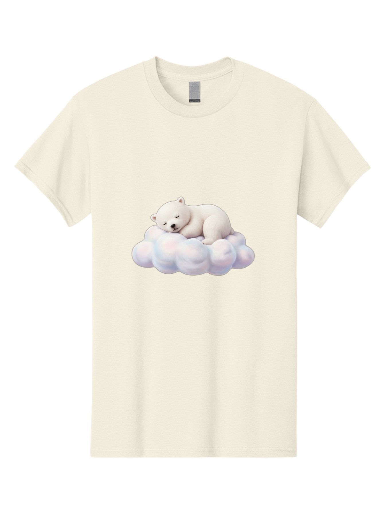 Sleeping-Polar-Bear-On-Cloud Men'S Graphic Tee, 100% Cotton, Comfortable Casual Summer Wear, Machine Washable, Sleeping Polar Bear On A Cloud, Cute Animals, White Bear, Peaceful Atmosphere, Serene Scene, Adorable Creature, Digital Art Bae751 6