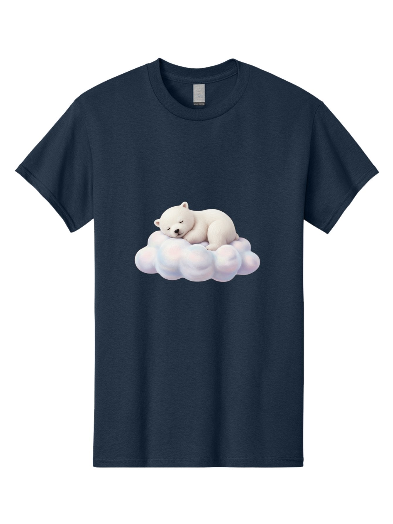 Sleeping-Polar-Bear-On-Cloud Men'S Graphic Tee, 100% Cotton, Comfortable Casual Summer Wear, Machine Washable, Sleeping Polar Bear On A Cloud, Cute Animals, White Bear, Peaceful Atmosphere, Serene Scene, Adorable Creature, Digital Art Bae751 7