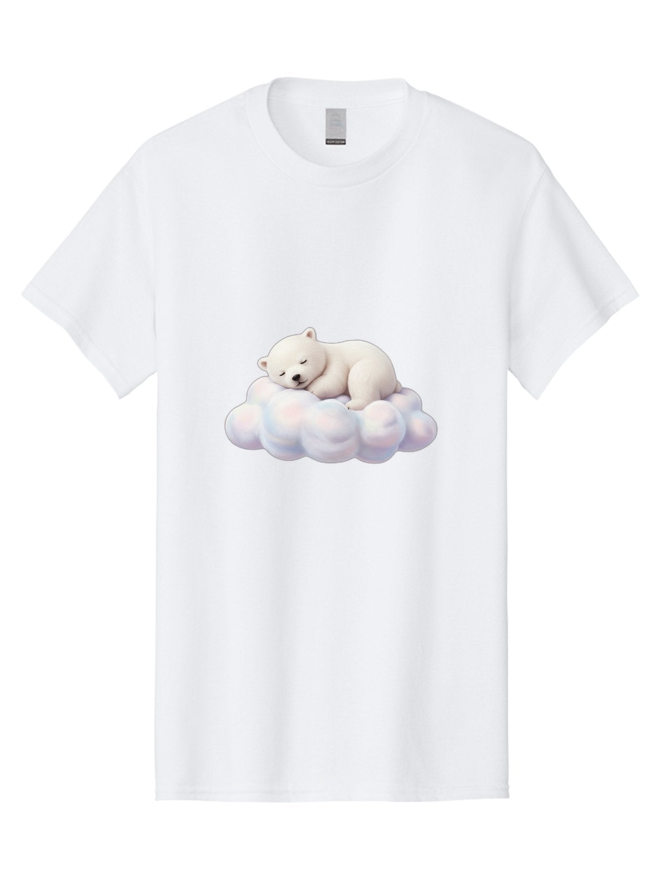Sleeping-Polar-Bear-On-Cloud Men'S Graphic Tee, 100% Cotton, Comfortable Casual Summer Wear, Machine Washable, Sleeping Polar Bear On A Cloud, Cute Animals, White Bear, Peaceful Atmosphere, Serene Scene, Adorable Creature, Digital Art Bae751 12