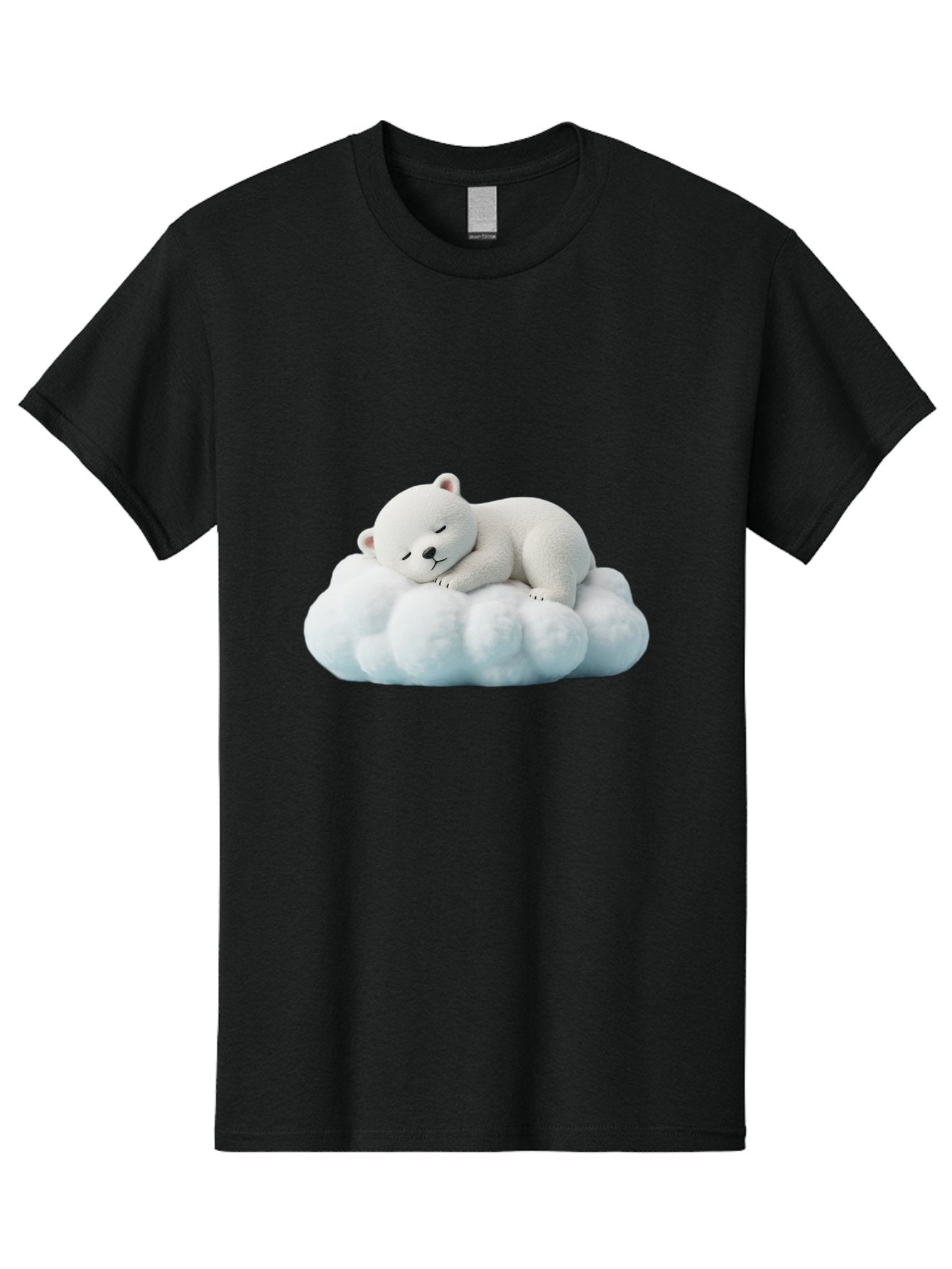 Sleeping-Polar-Bear Men'S Graphic Tee, 100% Cotton, Comfortable Casual Summer Wear, Machine Washable, Cute Polar Bear, Sleeping On Fluffy Cloud, Serene Scene, Adorable Animal, Peaceful Slumber, Tranquil Atmosphere, Digital Art, 3D Rendering Bae752 3