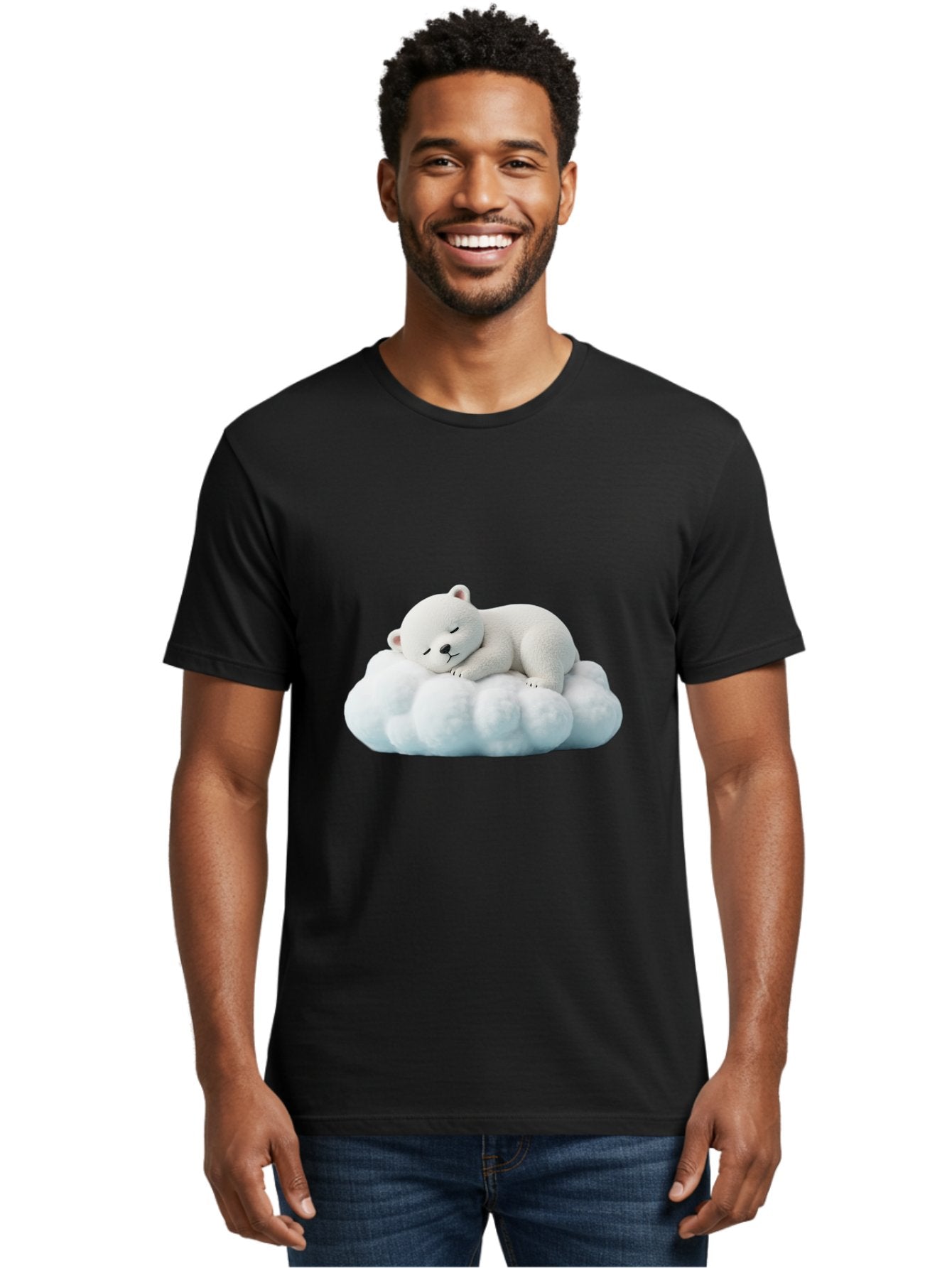 Sleeping-Polar-Bear Men'S Graphic Tee, 100% Cotton, Comfortable Casual Summer Wear, Machine Washable, Cute Polar Bear, Sleeping On Fluffy Cloud, Serene Scene, Adorable Animal, Peaceful Slumber, Tranquil Atmosphere, Digital Art, 3D Rendering Bae752 22