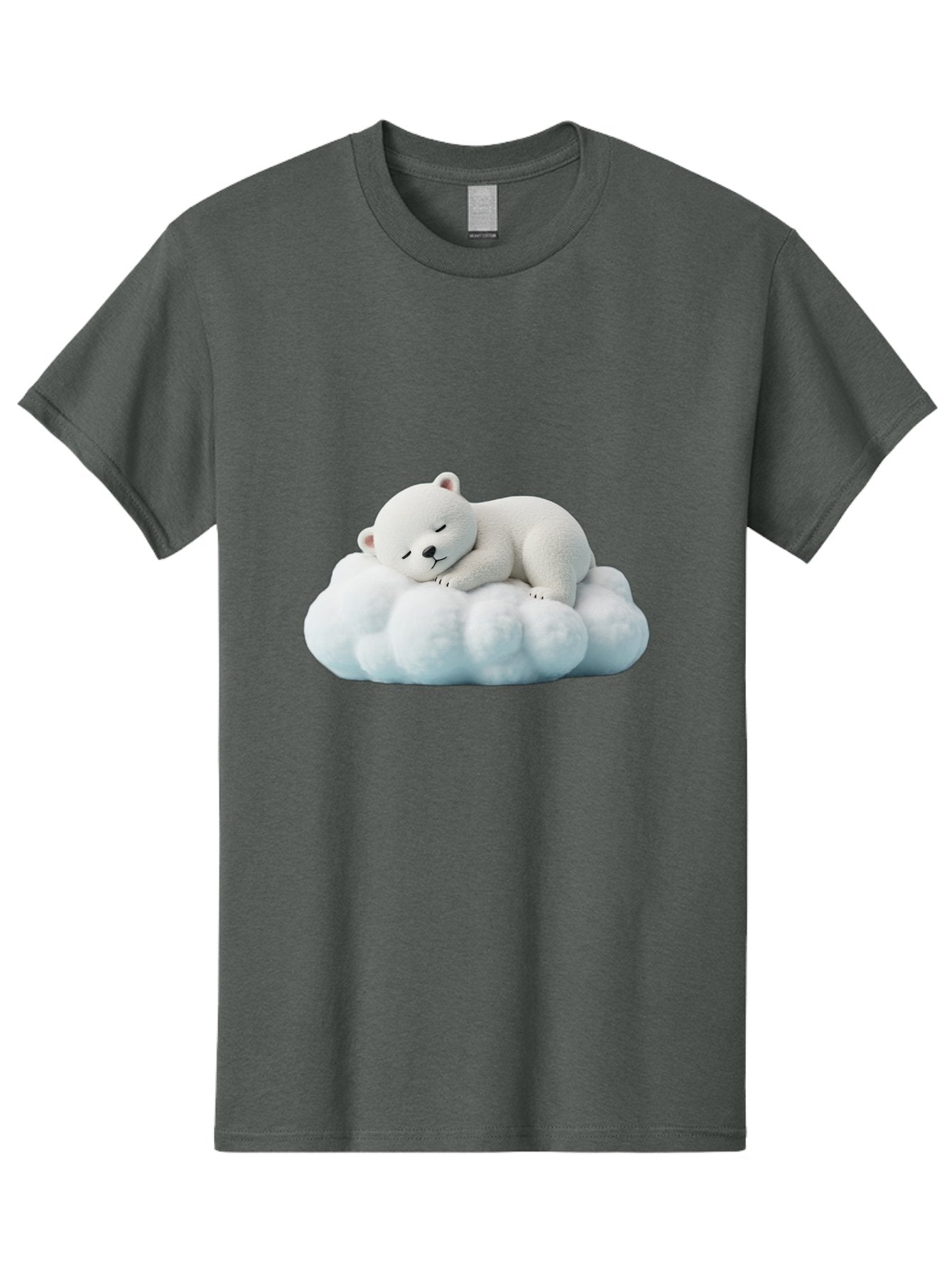 Sleeping-Polar-Bear Men'S Graphic Tee, 100% Cotton, Comfortable Casual Summer Wear, Machine Washable, Cute Polar Bear, Sleeping On Fluffy Cloud, Serene Scene, Adorable Animal, Peaceful Slumber, Tranquil Atmosphere, Digital Art, 3D Rendering Bae752