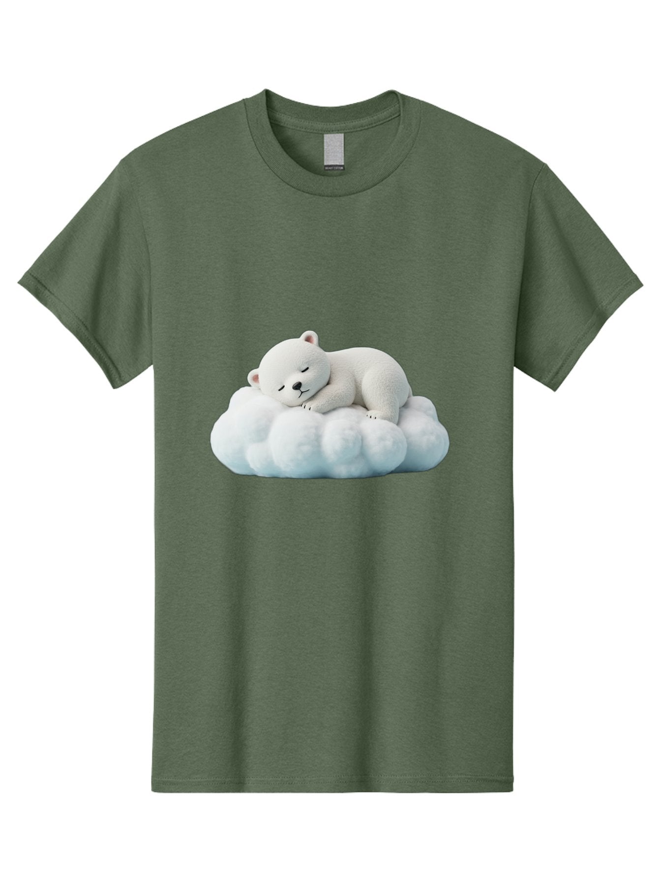 Sleeping-Polar-Bear Men'S Graphic Tee, 100% Cotton, Comfortable Casual Summer Wear, Machine Washable, Cute Polar Bear, Sleeping On Fluffy Cloud, Serene Scene, Adorable Animal, Peaceful Slumber, Tranquil Atmosphere, Digital Art, 3D Rendering Bae752 15