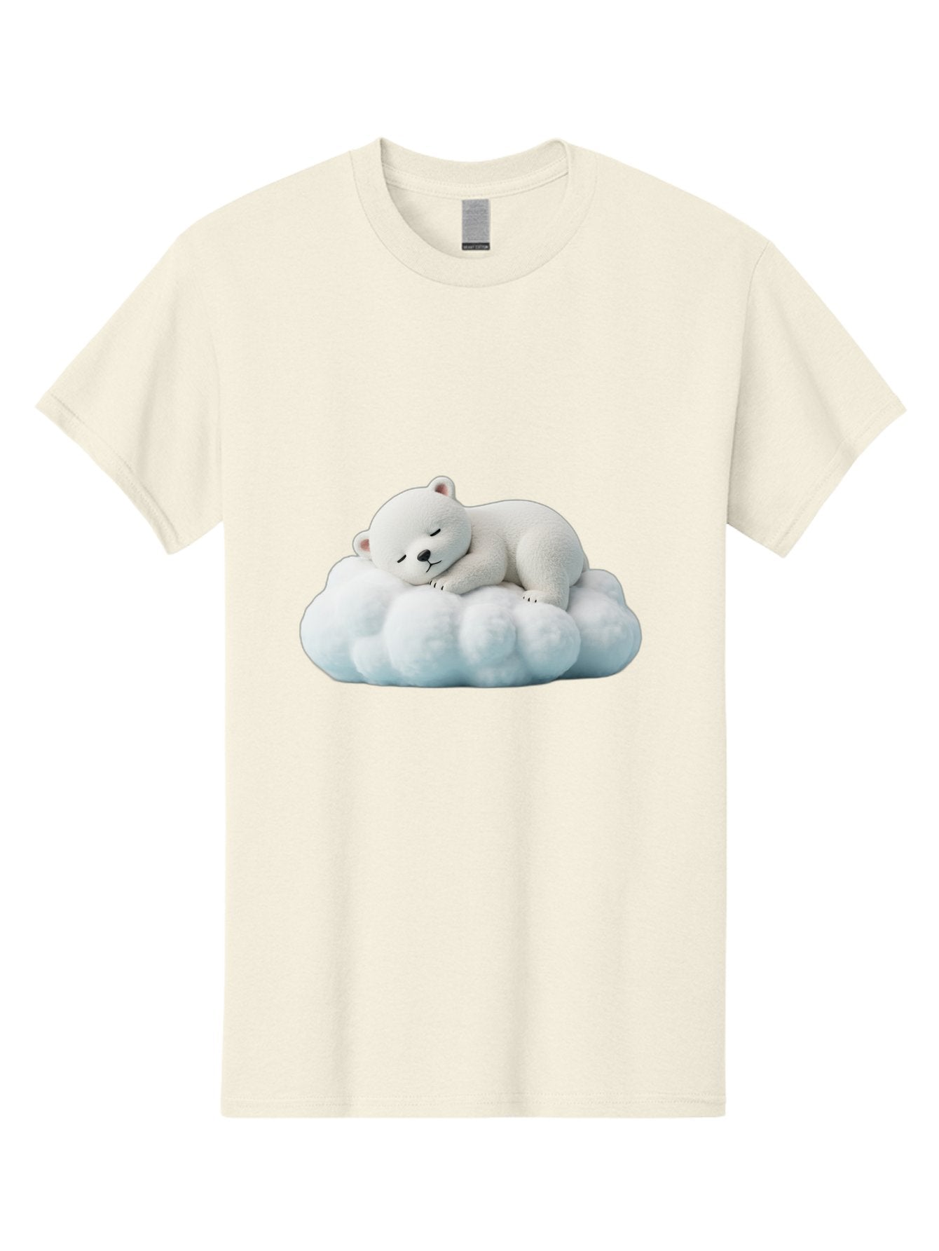 Sleeping-Polar-Bear Men'S Graphic Tee, 100% Cotton, Comfortable Casual Summer Wear, Machine Washable, Cute Polar Bear, Sleeping On Fluffy Cloud, Serene Scene, Adorable Animal, Peaceful Slumber, Tranquil Atmosphere, Digital Art, 3D Rendering Bae752