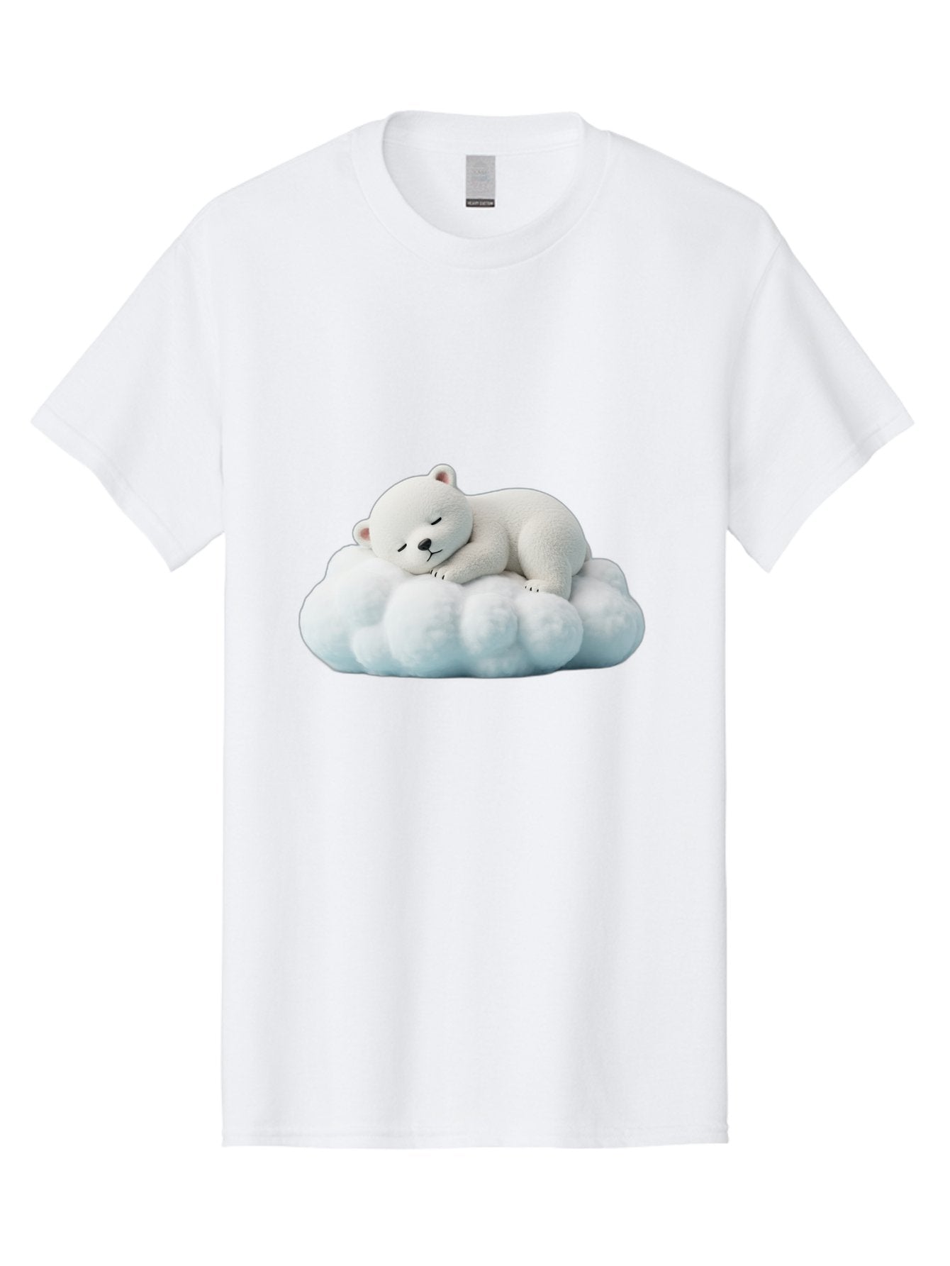 Sleeping-Polar-Bear Men'S Graphic Tee, 100% Cotton, Comfortable Casual Summer Wear, Machine Washable, Cute Polar Bear, Sleeping On Fluffy Cloud, Serene Scene, Adorable Animal, Peaceful Slumber, Tranquil Atmosphere, Digital Art, 3D Rendering Bae752 5