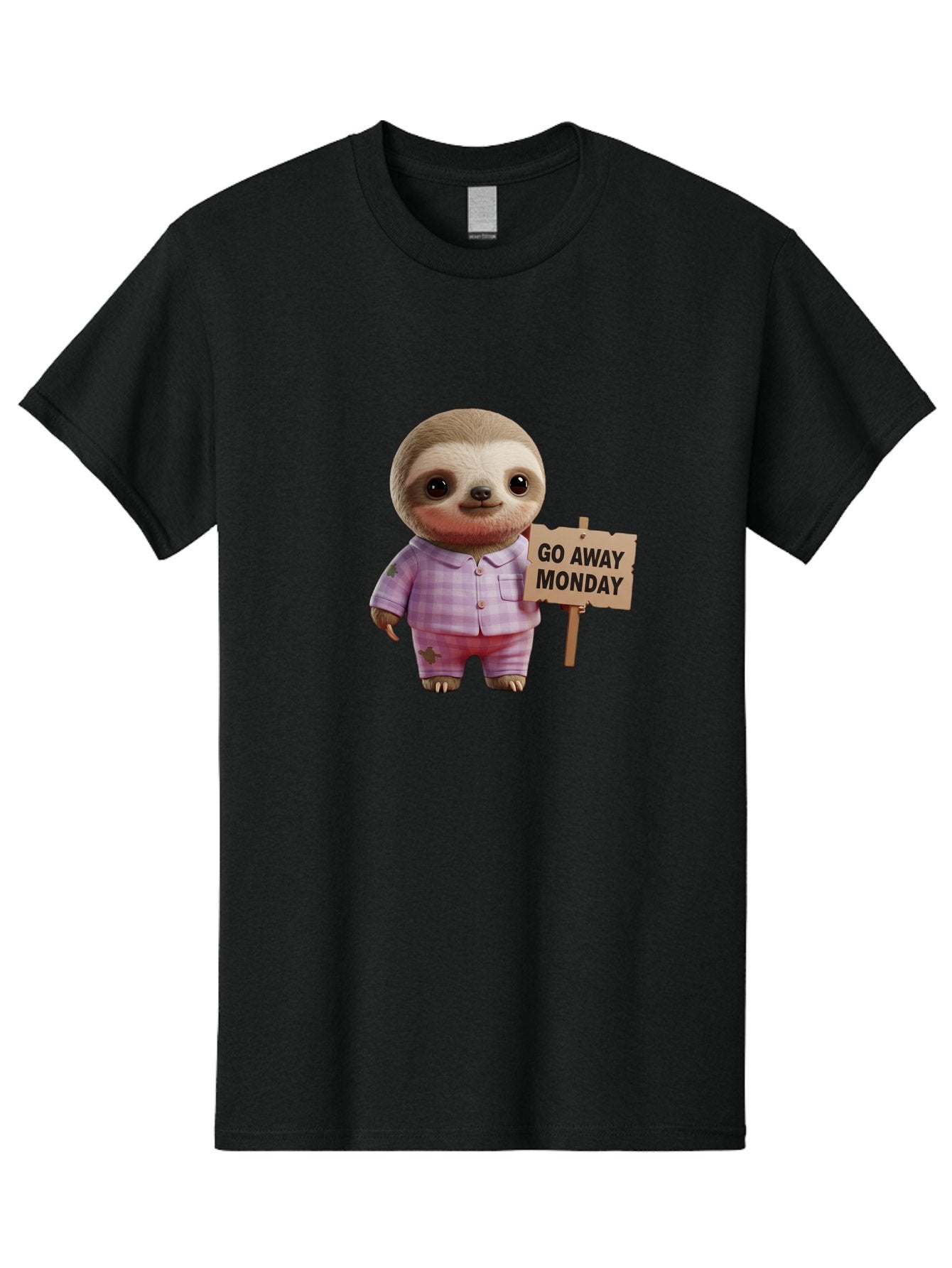 Sloth-Go-Away-Monday Men'S Graphic Tee, 100% Cotton, Comfortable Casual Summer Wear, Machine Washable, Sloth In Pajamas, Cartoon Character, Humorous Illustration, Funny Animal, Monday Motivation, Lazy Sloth, Cute Creature, Playful Design, Bae755 4