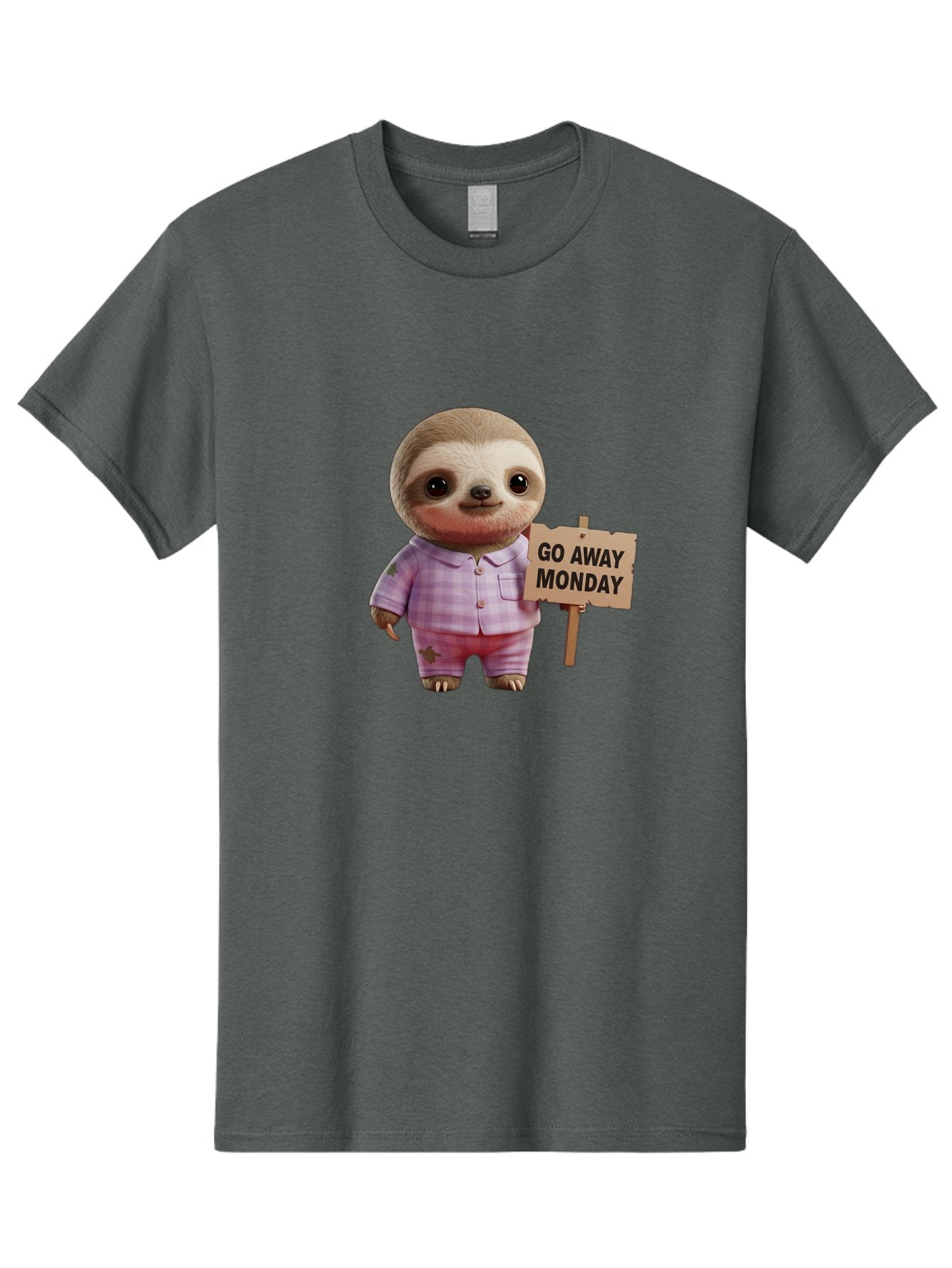 Sloth-Go-Away-Monday Men'S Graphic Tee, 100% Cotton, Comfortable Casual Summer Wear, Machine Washable, Sloth In Pajamas, Cartoon Character, Humorous Illustration, Funny Animal, Monday Motivation, Lazy Sloth, Cute Creature, Playful Design, Bae755 5