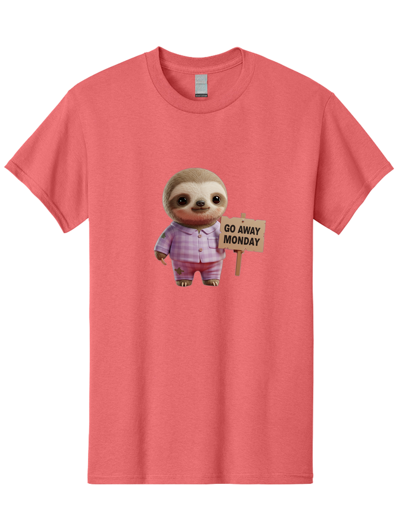 Sloth-Go-Away-Monday Men'S Graphic Tee, 100% Cotton, Comfortable Casual Summer Wear, Machine Washable, Sloth In Pajamas, Cartoon Character, Humorous Illustration, Funny Animal, Monday Motivation, Lazy Sloth, Cute Creature, Playful Design, Bae755 6