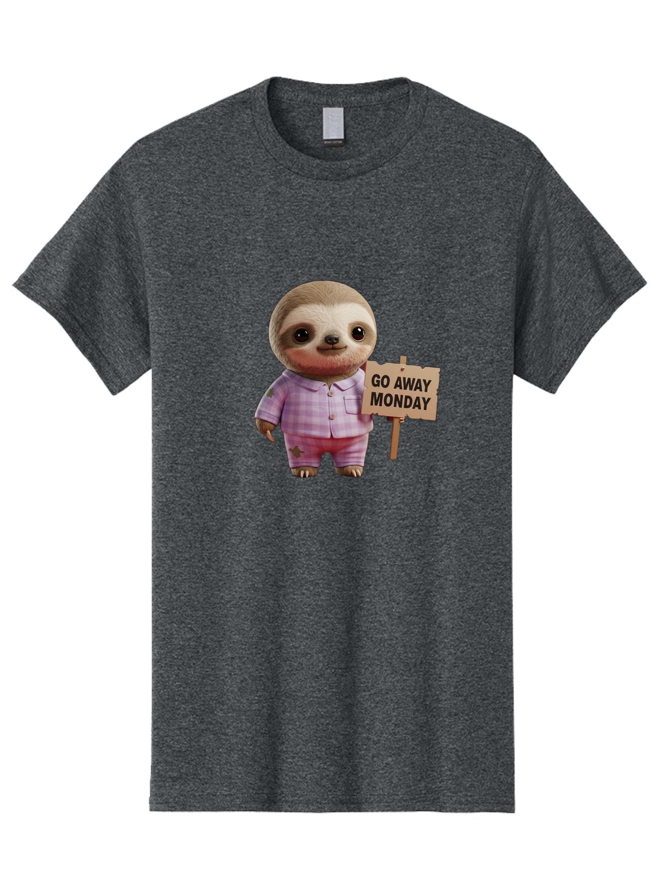 Sloth-Go-Away-Monday Men'S Graphic Tee, 100% Cotton, Comfortable Casual Summer Wear, Machine Washable, Sloth In Pajamas, Cartoon Character, Humorous Illustration, Funny Animal, Monday Motivation, Lazy Sloth, Cute Creature, Playful Design, Bae755