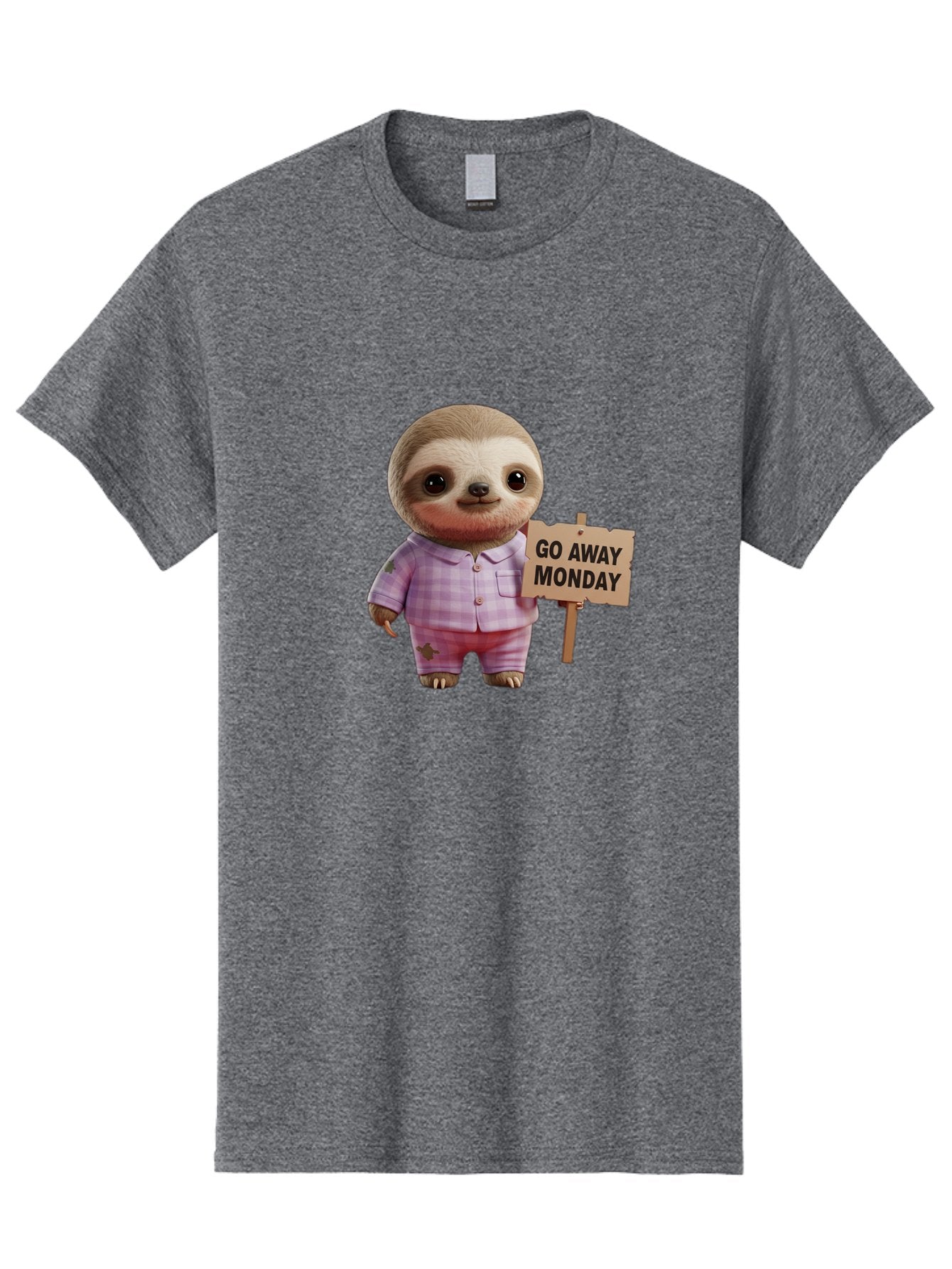 Sloth-Go-Away-Monday Men'S Graphic Tee, 100% Cotton, Comfortable Casual Summer Wear, Machine Washable, Sloth In Pajamas, Cartoon Character, Humorous Illustration, Funny Animal, Monday Motivation, Lazy Sloth, Cute Creature, Playful Design, Bae755 6