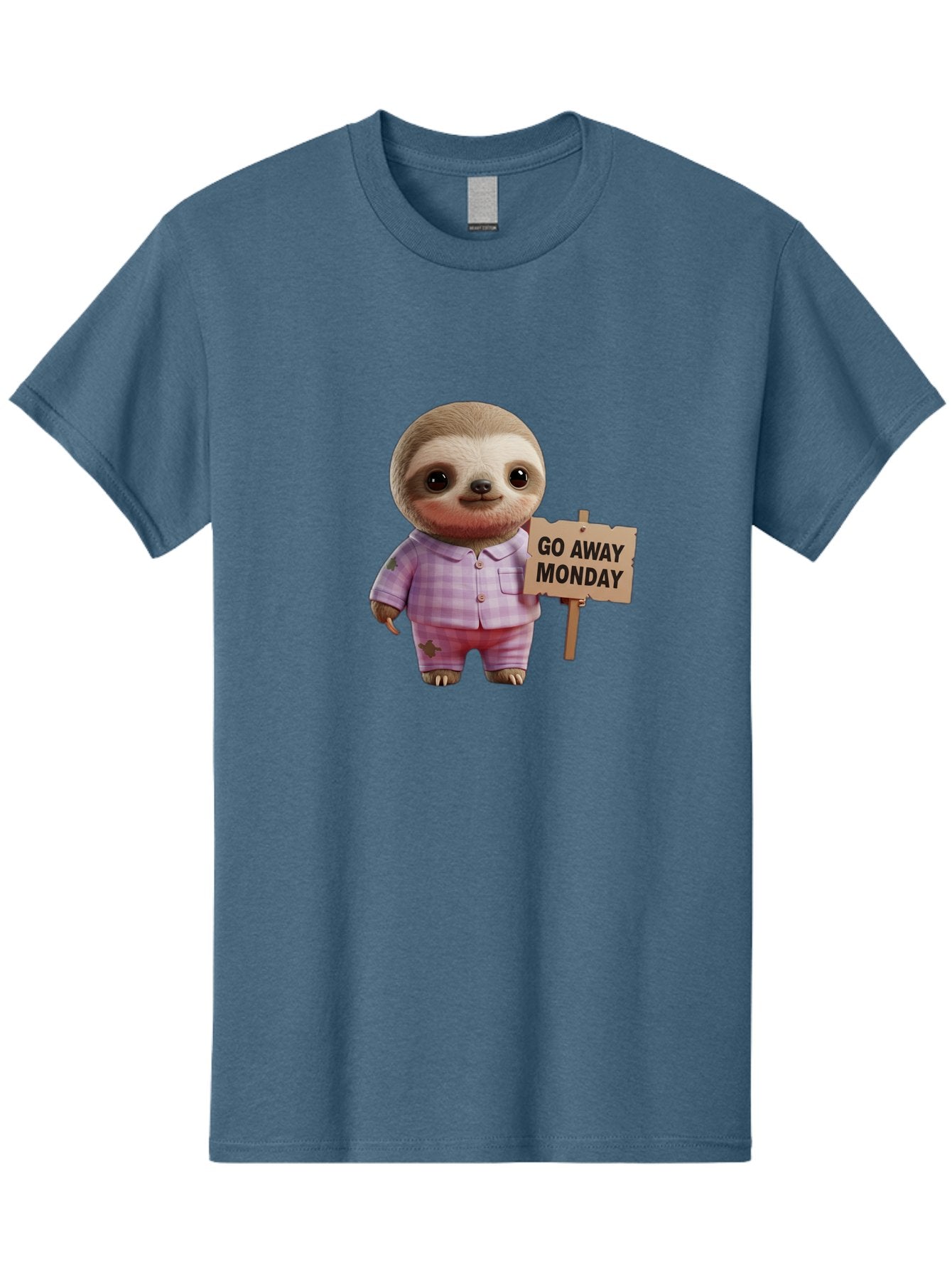 Sloth-Go-Away-Monday Men'S Graphic Tee, 100% Cotton, Comfortable Casual Summer Wear, Machine Washable, Sloth In Pajamas, Cartoon Character, Humorous Illustration, Funny Animal, Monday Motivation, Lazy Sloth, Cute Creature, Playful Design, Bae755 12
