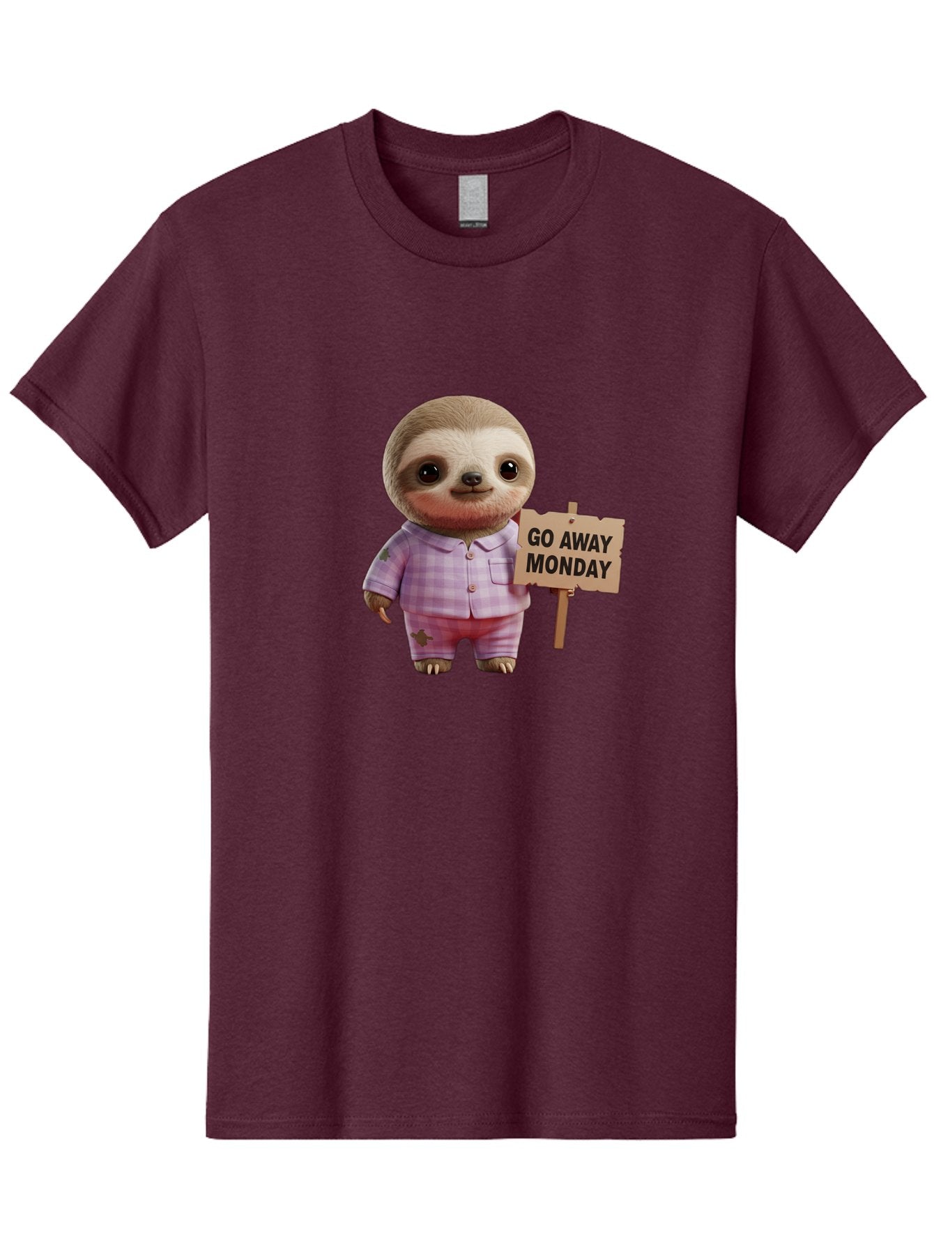 Sloth-Go-Away-Monday Men'S Graphic Tee, 100% Cotton, Comfortable Casual Summer Wear, Machine Washable, Sloth In Pajamas, Cartoon Character, Humorous Illustration, Funny Animal, Monday Motivation, Lazy Sloth, Cute Creature, Playful Design, Bae755 15