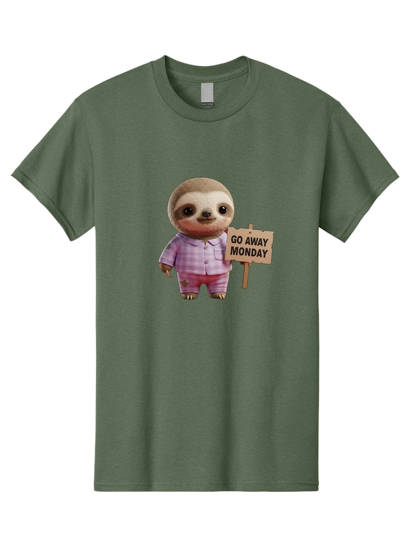 Sloth-Go-Away-Monday Men'S Graphic Tee, 100% Cotton, Comfortable Casual Summer Wear, Machine Washable, Sloth In Pajamas, Cartoon Character, Humorous Illustration, Funny Animal, Monday Motivation, Lazy Sloth, Cute Creature, Playful Design, Bae755 9