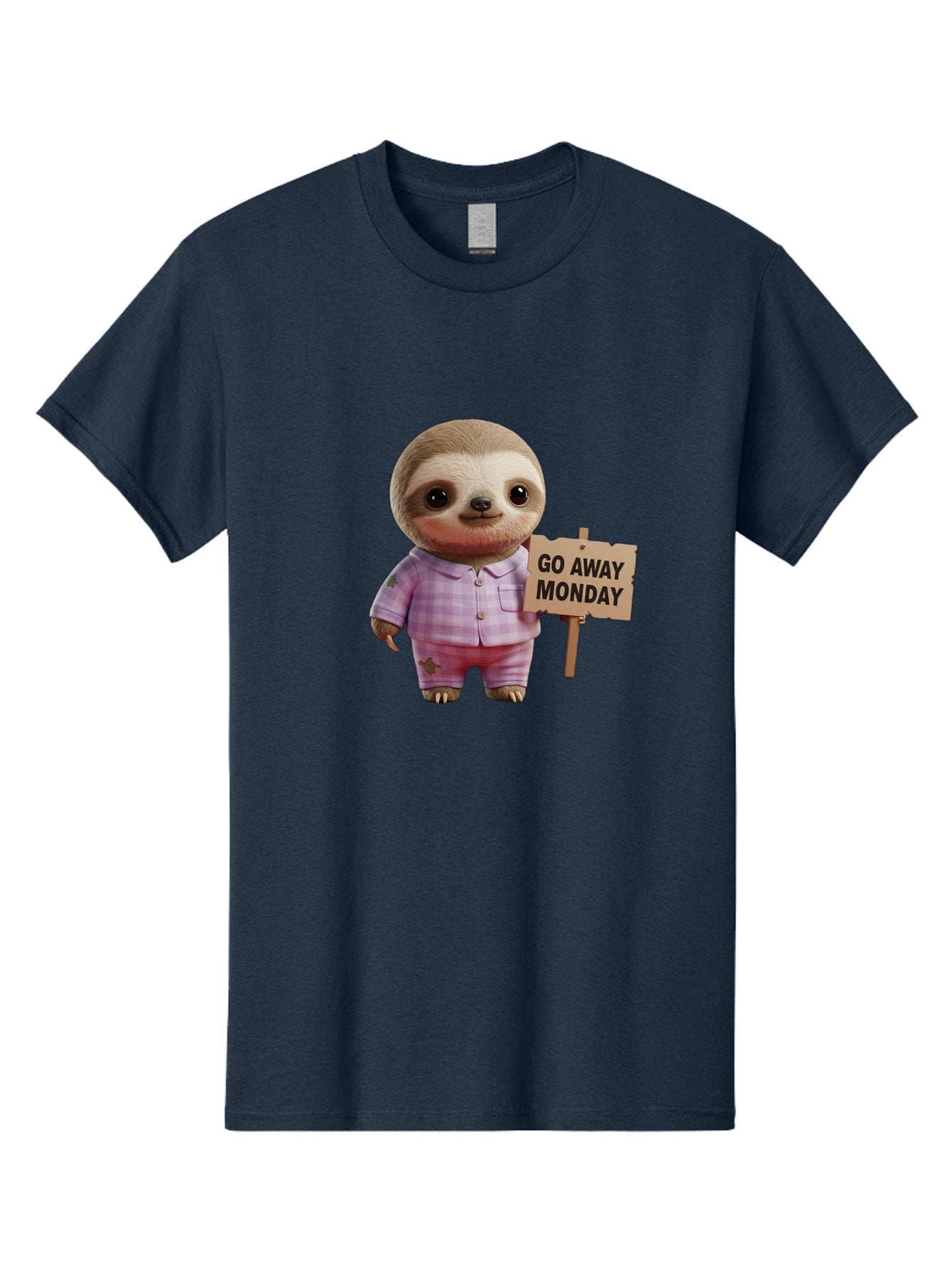 Sloth-Go-Away-Monday Men'S Graphic Tee, 100% Cotton, Comfortable Casual Summer Wear, Machine Washable, Sloth In Pajamas, Cartoon Character, Humorous Illustration, Funny Animal, Monday Motivation, Lazy Sloth, Cute Creature, Playful Design, Bae755 10