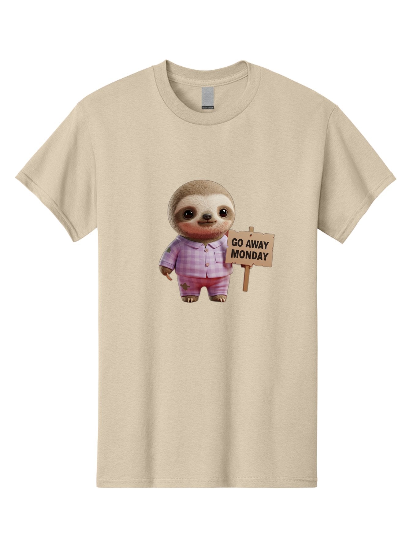 Sloth-Go-Away-Monday Men'S Graphic Tee, 100% Cotton, Comfortable Casual Summer Wear, Machine Washable, Sloth In Pajamas, Cartoon Character, Humorous Illustration, Funny Animal, Monday Motivation, Lazy Sloth, Cute Creature, Playful Design, Bae755 13