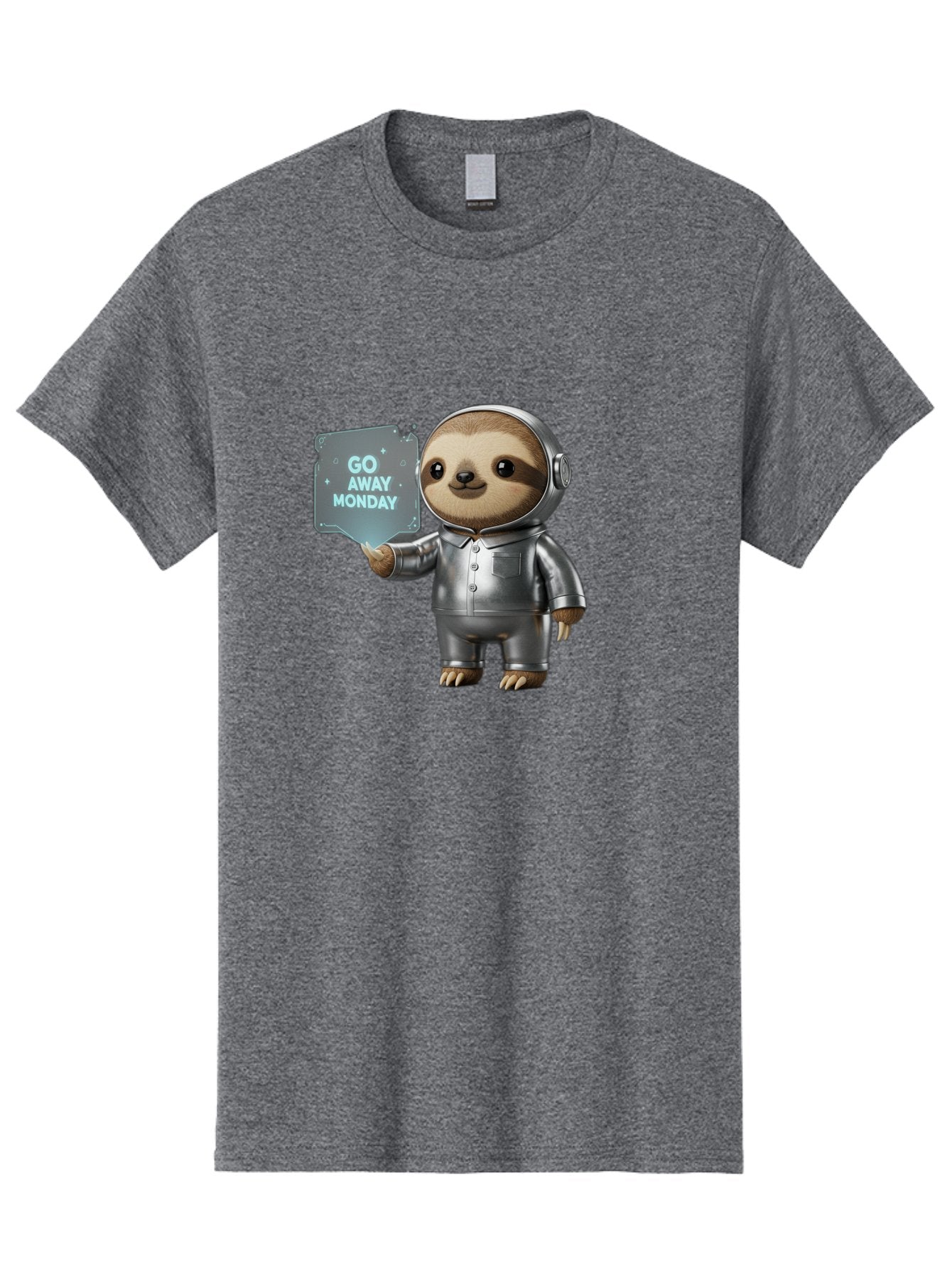 Sloth-In-Space-Suit Men'S Graphic Tee, 100% Cotton, Comfortable Casual Summer Wear, Machine Washable, Sloth In Silver Space Suit, Astronaut Sloth, Motivational Quote, Funny Animal, Humor, Quirky Character, Go Away Monday Bae757 5