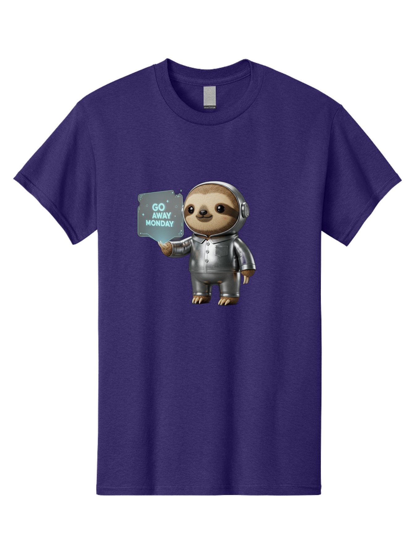 Sloth-In-Space-Suit Men'S Graphic Tee, 100% Cotton, Comfortable Casual Summer Wear, Machine Washable, Sloth In Silver Space Suit, Astronaut Sloth, Motivational Quote, Funny Animal, Humor, Quirky Character, Go Away Monday Bae757
