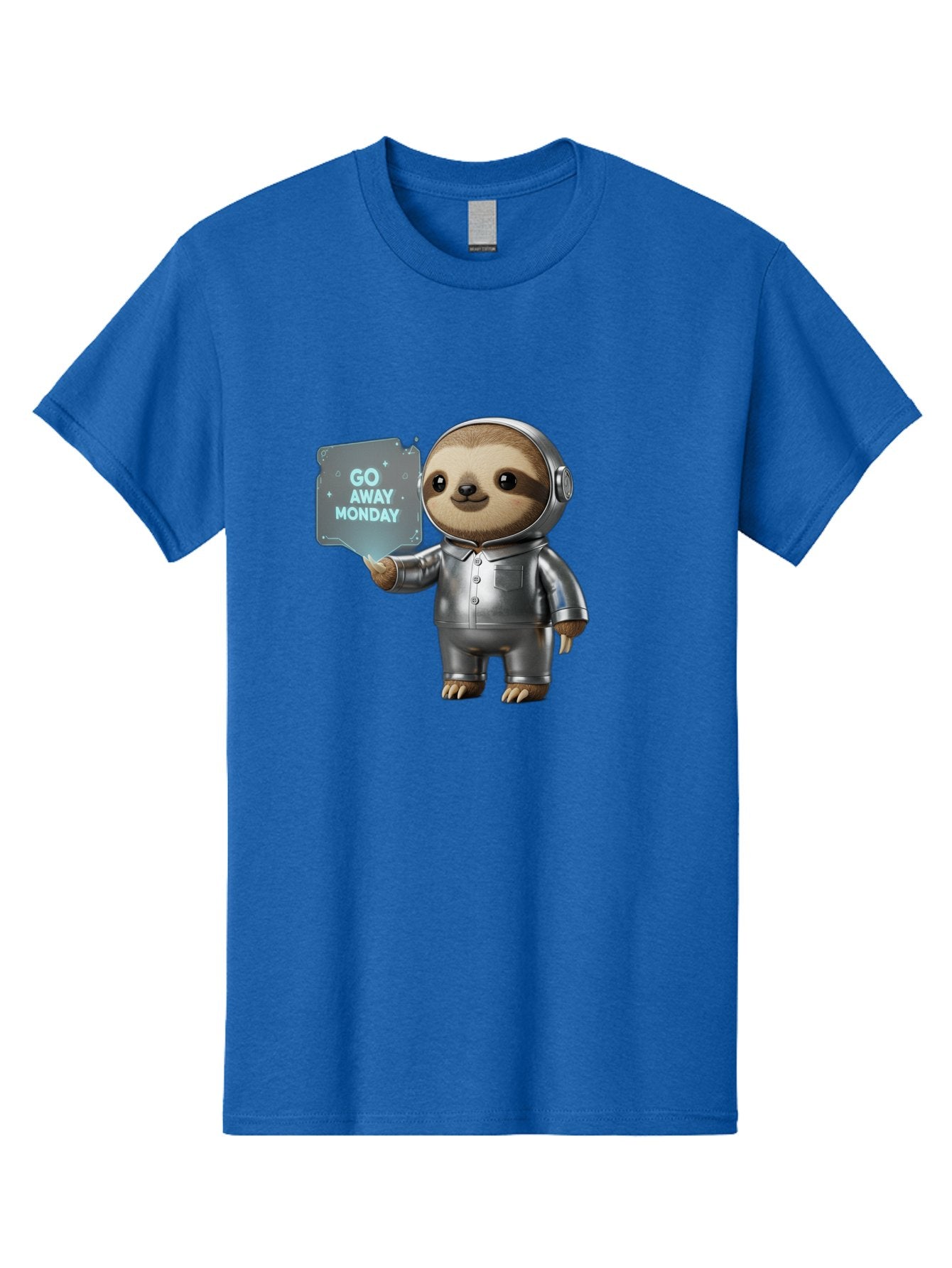 Sloth-In-Space-Suit Men'S Graphic Tee, 100% Cotton, Comfortable Casual Summer Wear, Machine Washable, Sloth In Silver Space Suit, Astronaut Sloth, Motivational Quote, Funny Animal, Humor, Quirky Character, Go Away Monday Bae757