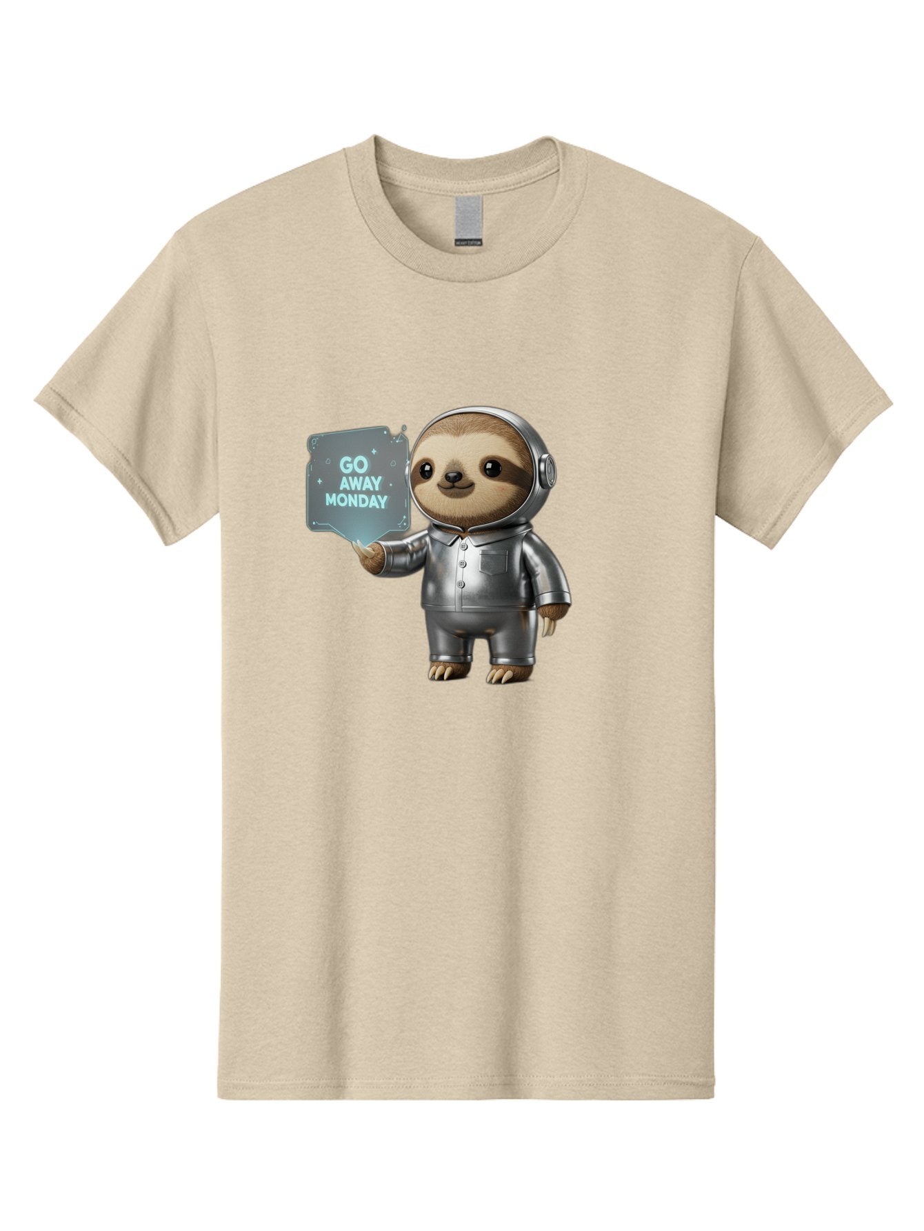 Sloth-In-Space-Suit Men'S Graphic Tee, 100% Cotton, Comfortable Casual Summer Wear, Machine Washable, Sloth In Silver Space Suit, Astronaut Sloth, Motivational Quote, Funny Animal, Humor, Quirky Character, Go Away Monday Bae757 4
