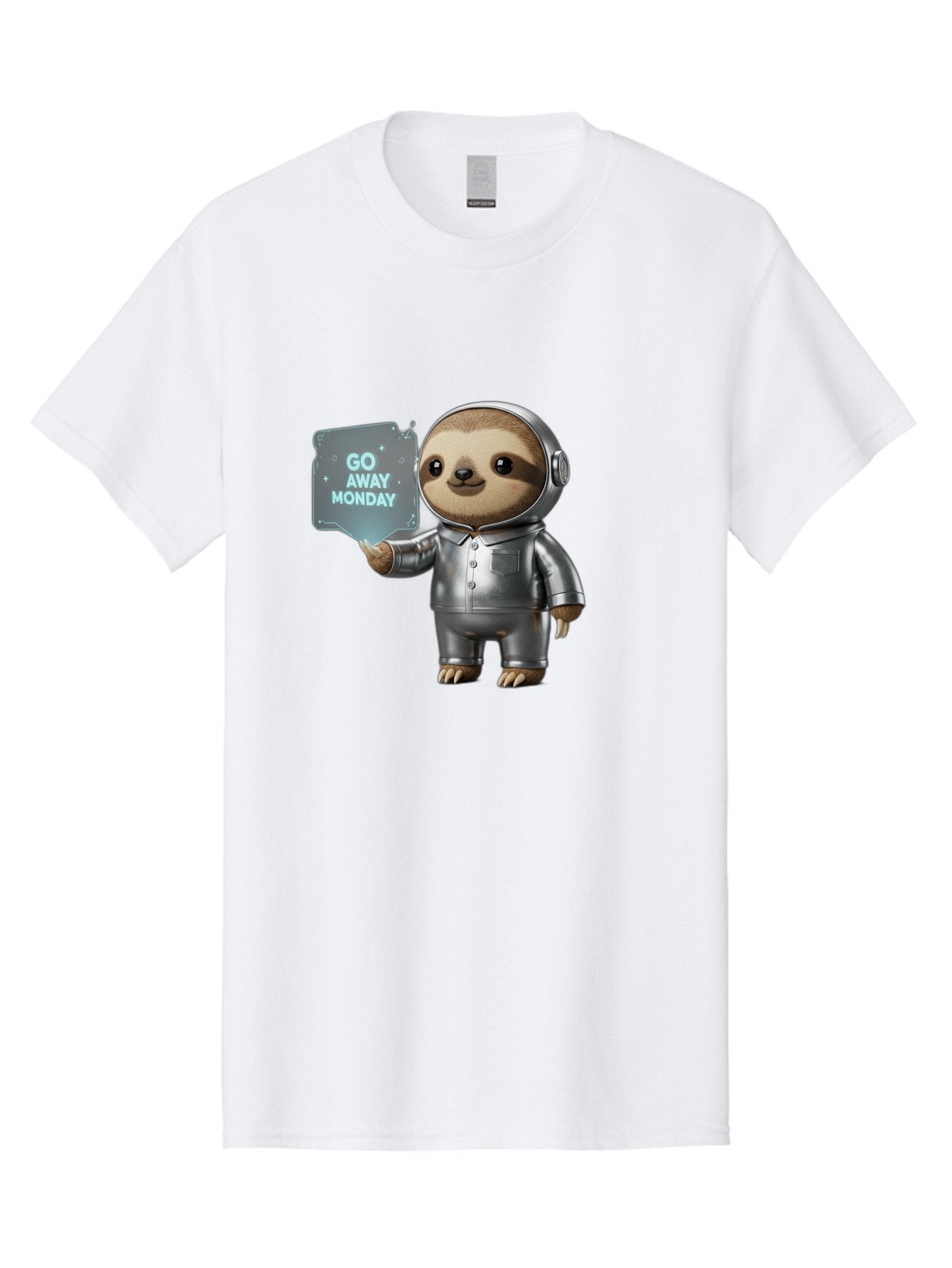 Sloth-In-Space-Suit Men'S Graphic Tee, 100% Cotton, Comfortable Casual Summer Wear, Machine Washable, Sloth In Silver Space Suit, Astronaut Sloth, Motivational Quote, Funny Animal, Humor, Quirky Character, Go Away Monday Bae757 8