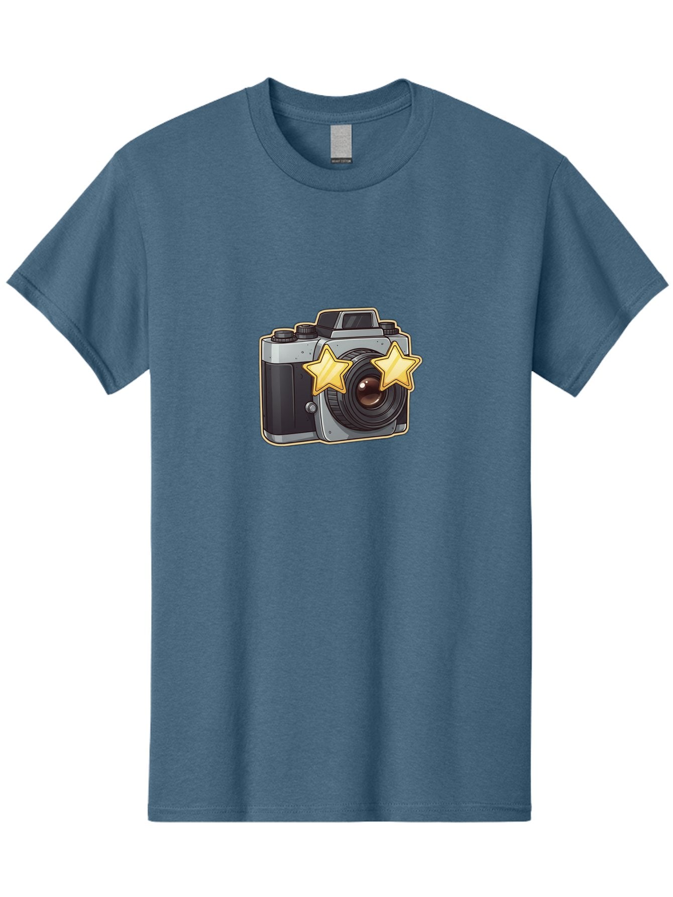 Slr-Camera-With-Stars Men'S Graphic Tee, 100% Cotton, Comfortable Casual Summer Wear, Machine Washable, Camera, Photography, Stars, Favorite Camera, Best Camera, Photography Equipment, Camera Lens, Photography Icon, Camera With Stars, Bae758 11
