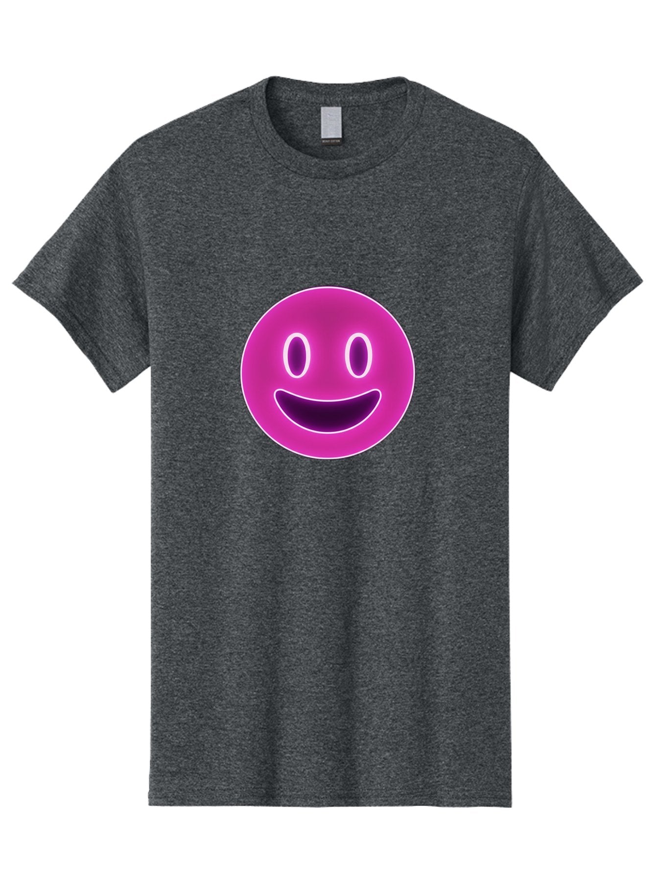 Smiley-Face Men'S Graphic Tee, 100% Cotton, Comfortable Casual Summer Wear, Machine Washable, Smiley Face, Happy Expression, Purple Emoticon, Neon Glow, Simple Design, Positive Vibe, Emotive Icon, Social Media Symbol, Emoticon, Happiness, Bae760 11