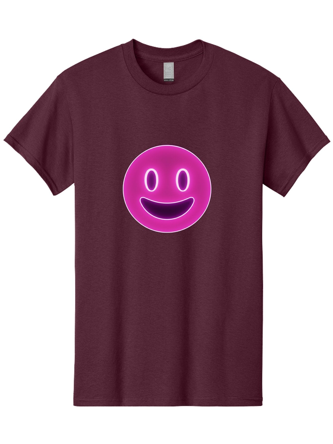 Smiley-Face Men'S Graphic Tee, 100% Cotton, Comfortable Casual Summer Wear, Machine Washable, Smiley Face, Happy Expression, Purple Emoticon, Neon Glow, Simple Design, Positive Vibe, Emotive Icon, Social Media Symbol, Emoticon, Happiness, Bae760 12