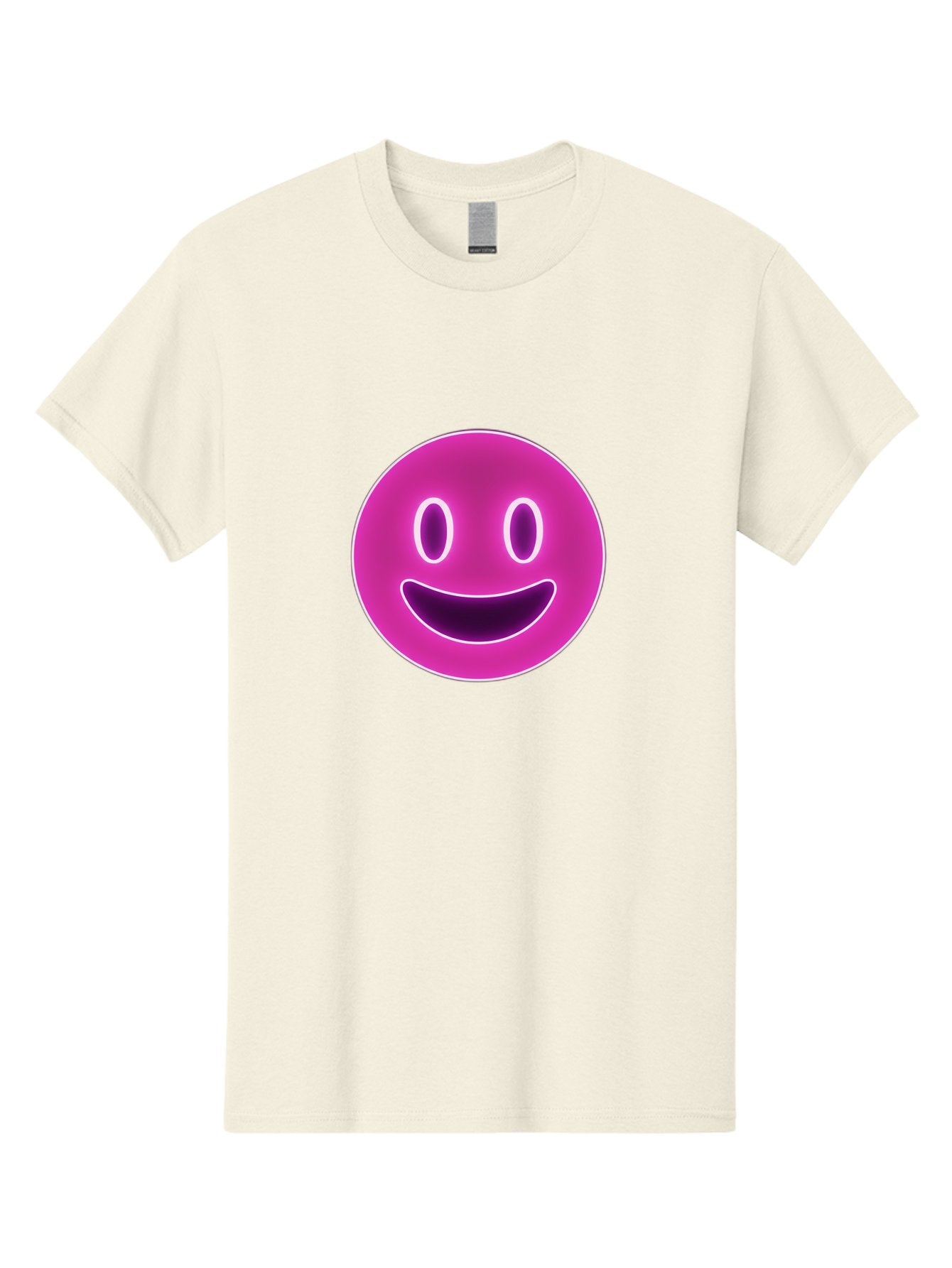Smiley-Face Men'S Graphic Tee, 100% Cotton, Comfortable Casual Summer Wear, Machine Washable, Smiley Face, Happy Expression, Purple Emoticon, Neon Glow, Simple Design, Positive Vibe, Emotive Icon, Social Media Symbol, Emoticon, Happiness, Bae760 13