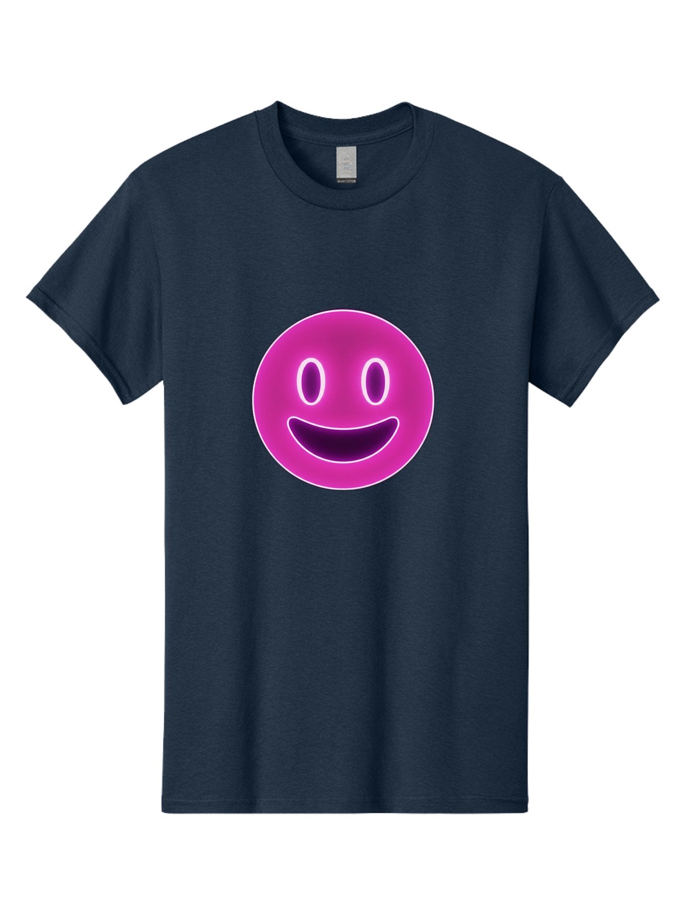 Smiley-Face Men'S Graphic Tee, 100% Cotton, Comfortable Casual Summer Wear, Machine Washable, Smiley Face, Happy Expression, Purple Emoticon, Neon Glow, Simple Design, Positive Vibe, Emotive Icon, Social Media Symbol, Emoticon, Happiness, Bae760 14
