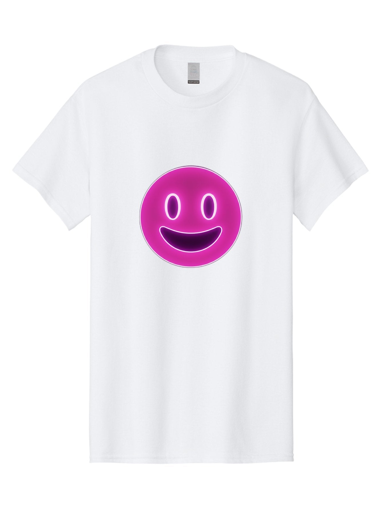 Smiley-Face Men'S Graphic Tee, 100% Cotton, Comfortable Casual Summer Wear, Machine Washable, Smiley Face, Happy Expression, Purple Emoticon, Neon Glow, Simple Design, Positive Vibe, Emotive Icon, Social Media Symbol, Emoticon, Happiness, Bae760 8