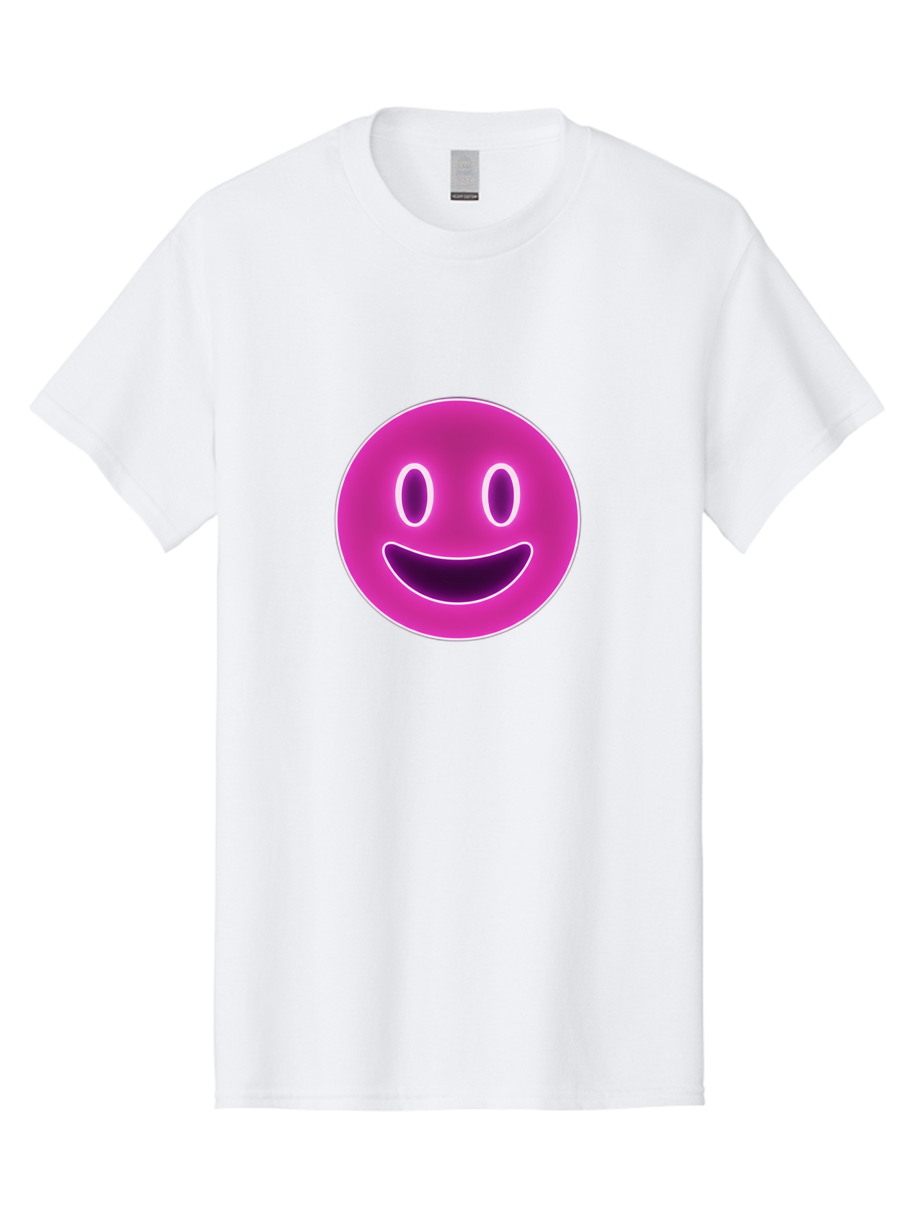 Smiley-Face Men'S Graphic Tee, 100% Cotton, Comfortable Casual Summer Wear, Machine Washable, Smiley Face, Happy Expression, Purple Emoticon, Neon Glow, Simple Design, Positive Vibe, Emotive Icon, Social Media Symbol, Emoticon, Happiness, Bae760 6