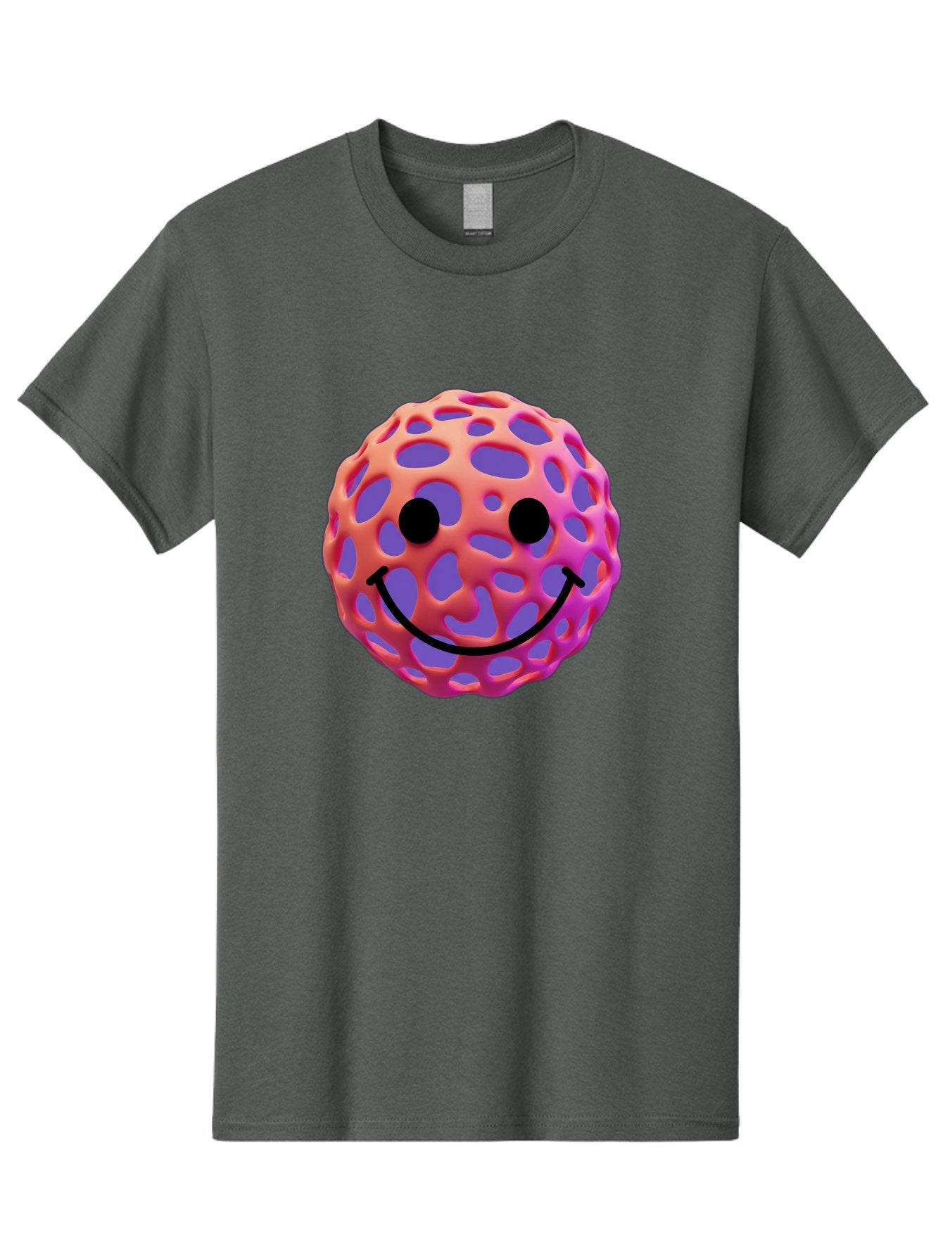 Smiley-Virus Men'S Graphic Tee, 100% Cotton, Comfortable Casual Summer Wear, Machine Washable, Smiley Face, Happy Emoji, Pink And Orange Gradient, Playful Design, 3D Illustration, Digital Art, Cute Character, Smiley Emoticon, Emoticon Bae761