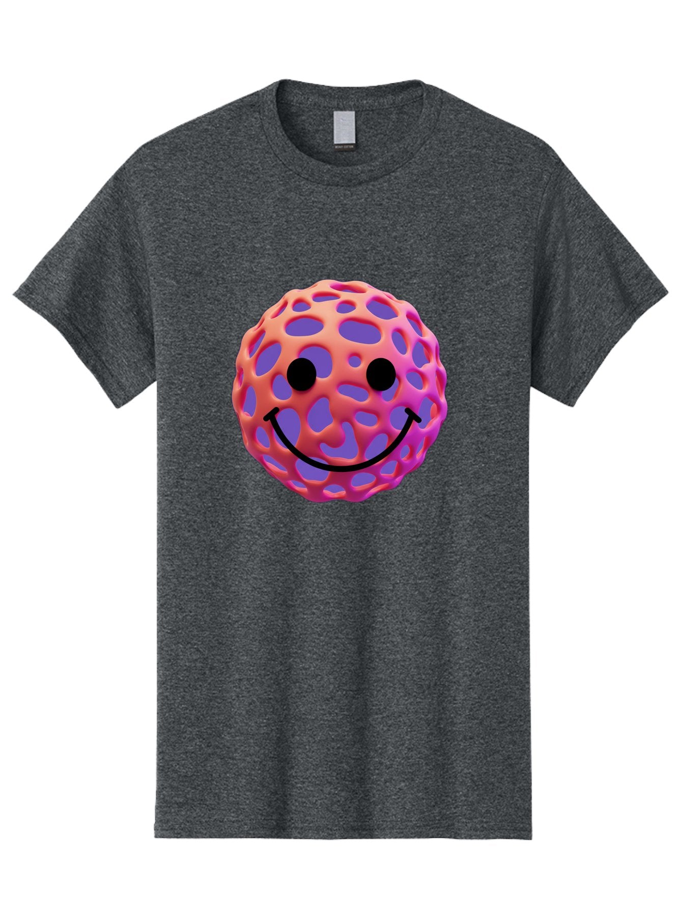 Smiley-Virus Men'S Graphic Tee, 100% Cotton, Comfortable Casual Summer Wear, Machine Washable, Smiley Face, Happy Emoji, Pink And Orange Gradient, Playful Design, 3D Illustration, Digital Art, Cute Character, Smiley Emoticon, Emoticon Bae761 7
