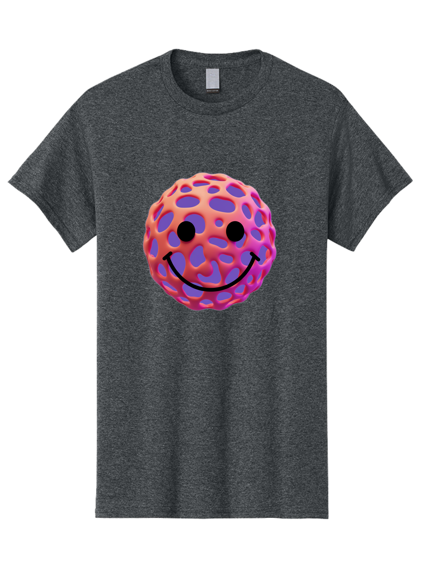 Smiley-Virus Men'S Graphic Tee, 100% Cotton, Comfortable Casual Summer Wear, Machine Washable, Smiley Face, Happy Emoji, Pink And Orange Gradient, Playful Design, 3D Illustration, Digital Art, Cute Character, Smiley Emoticon, Emoticon Bae761 13